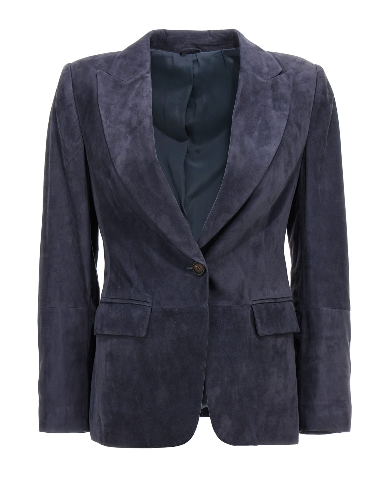 Brunello Cucinelli Suede Single-breasted Blazer - Blue