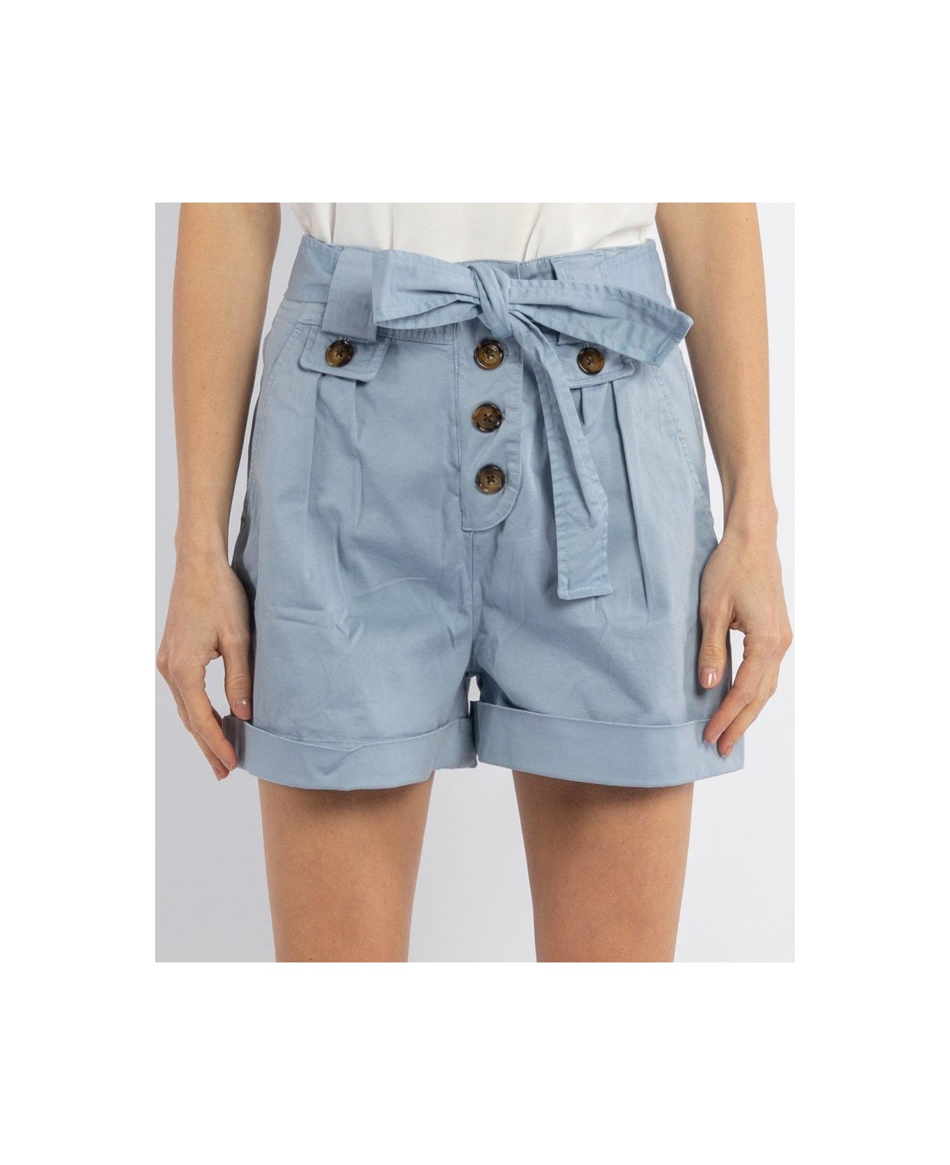 Woolrich Tied-waist Turn-up Hem Shorts - Clear Blue