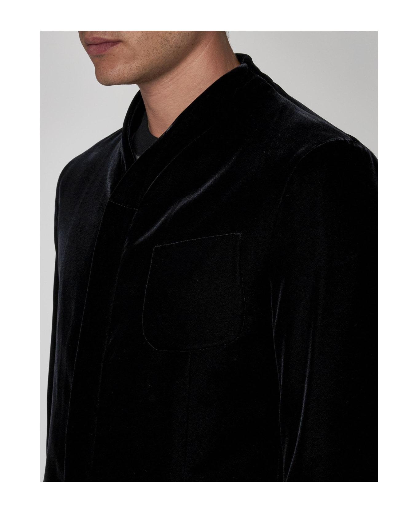 Giorgio Armani Zipped Velvet-blend Jacket - Nero
