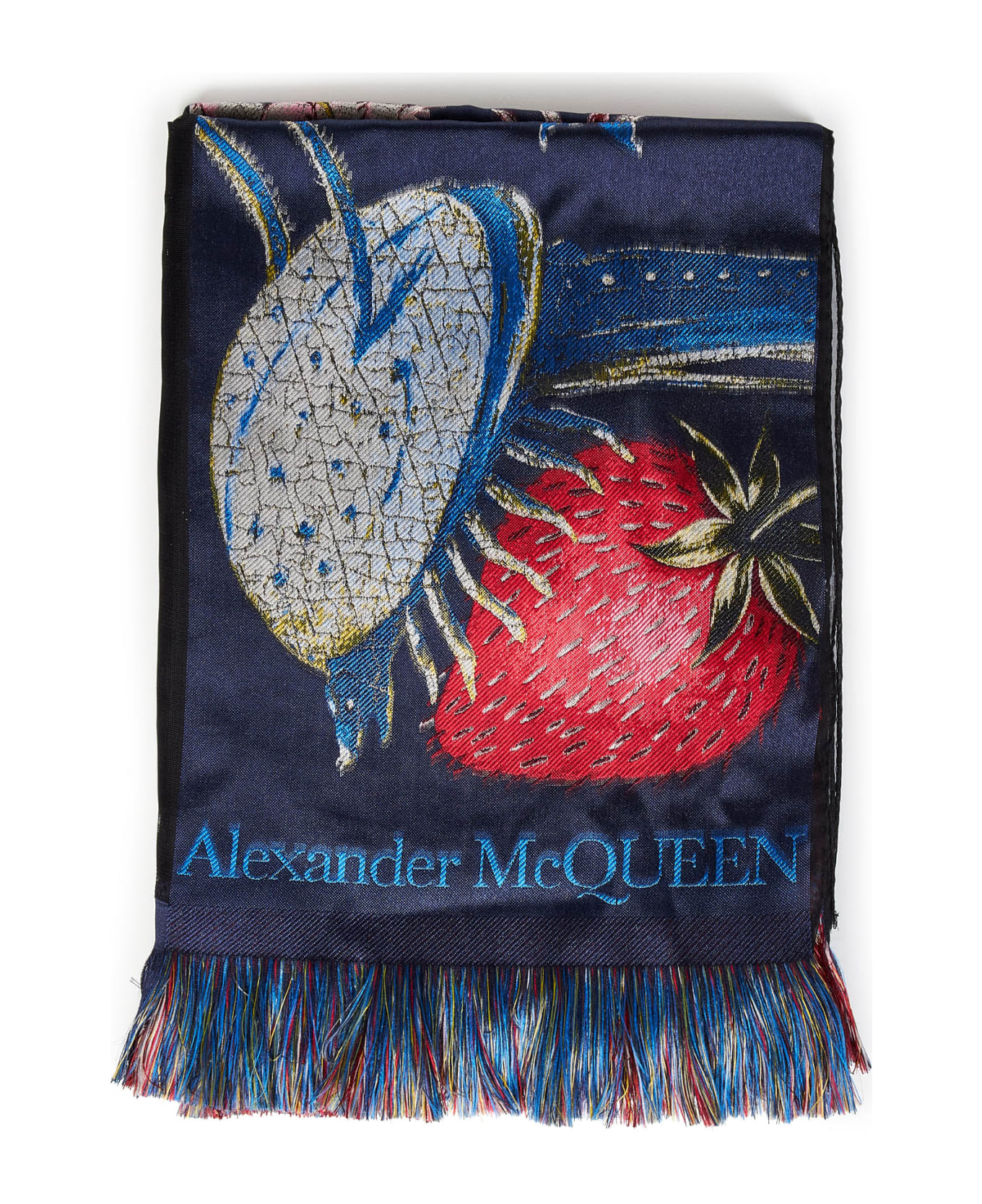 Alexander McQueen Hieronymus Bosch Scarf - Blue