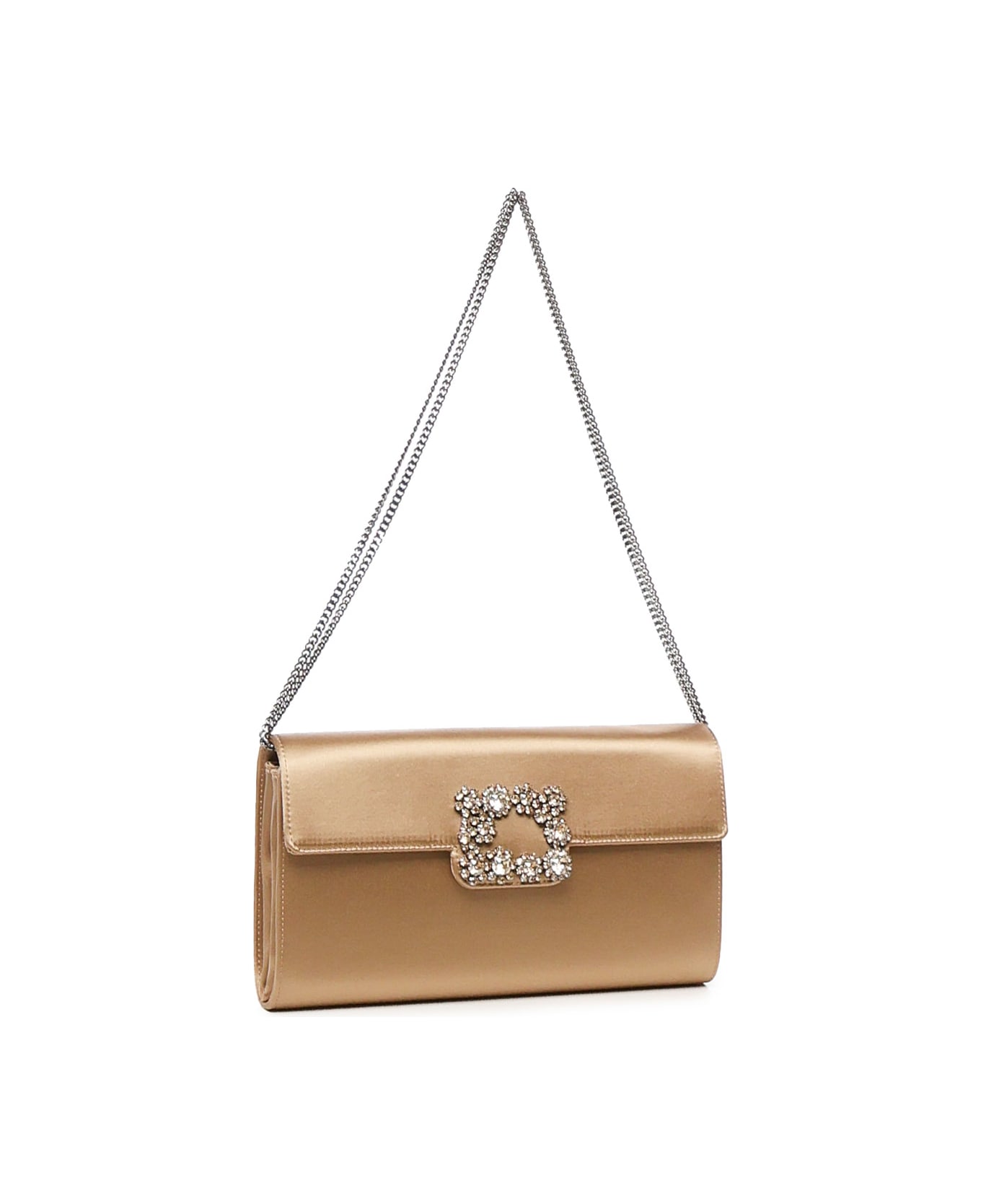 Roger Vivier Efflorescence Satin Clutch Bag - Beige
