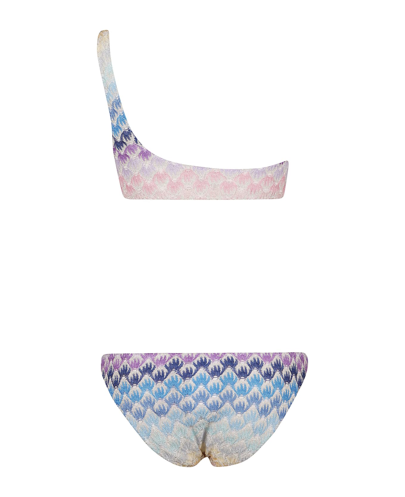 Missoni One-shoulder Pattern Printed Bikini Set - Blue Shades