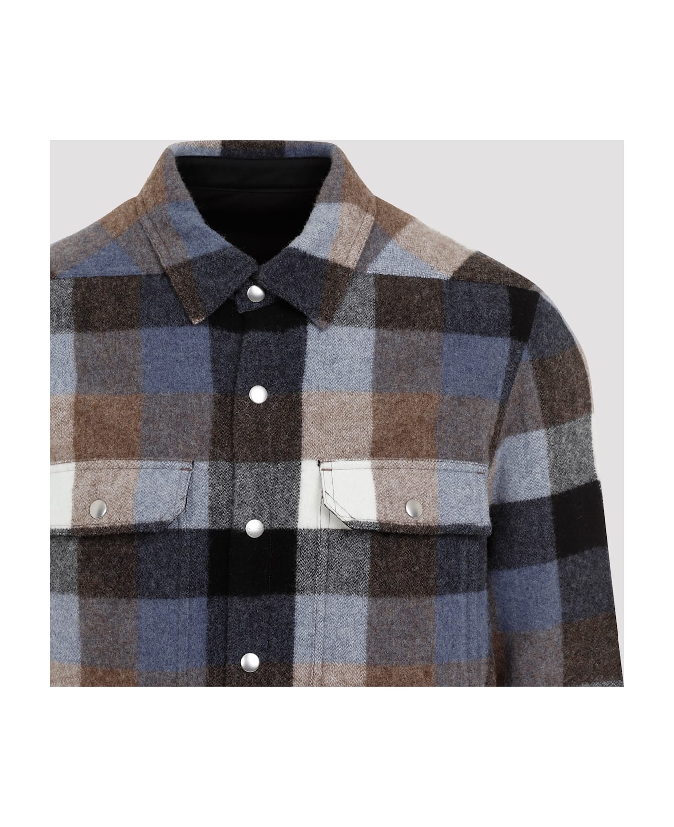 Rick Owens Virgin Wool Shirt - P Blue Plaid