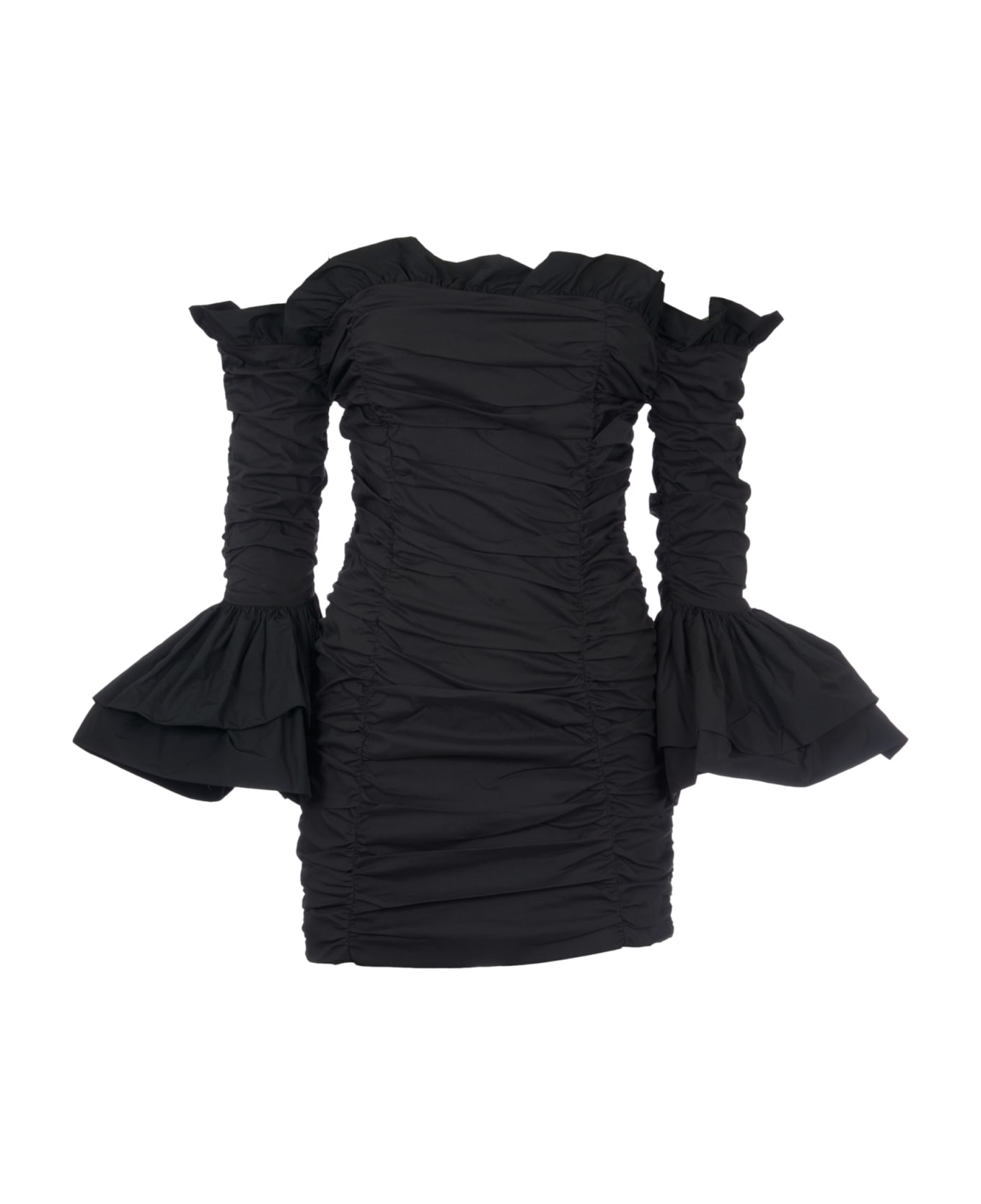 Rotate by Birger Christensen Ruffle Off-shoulder Dress - Black ワンピース＆ドレス