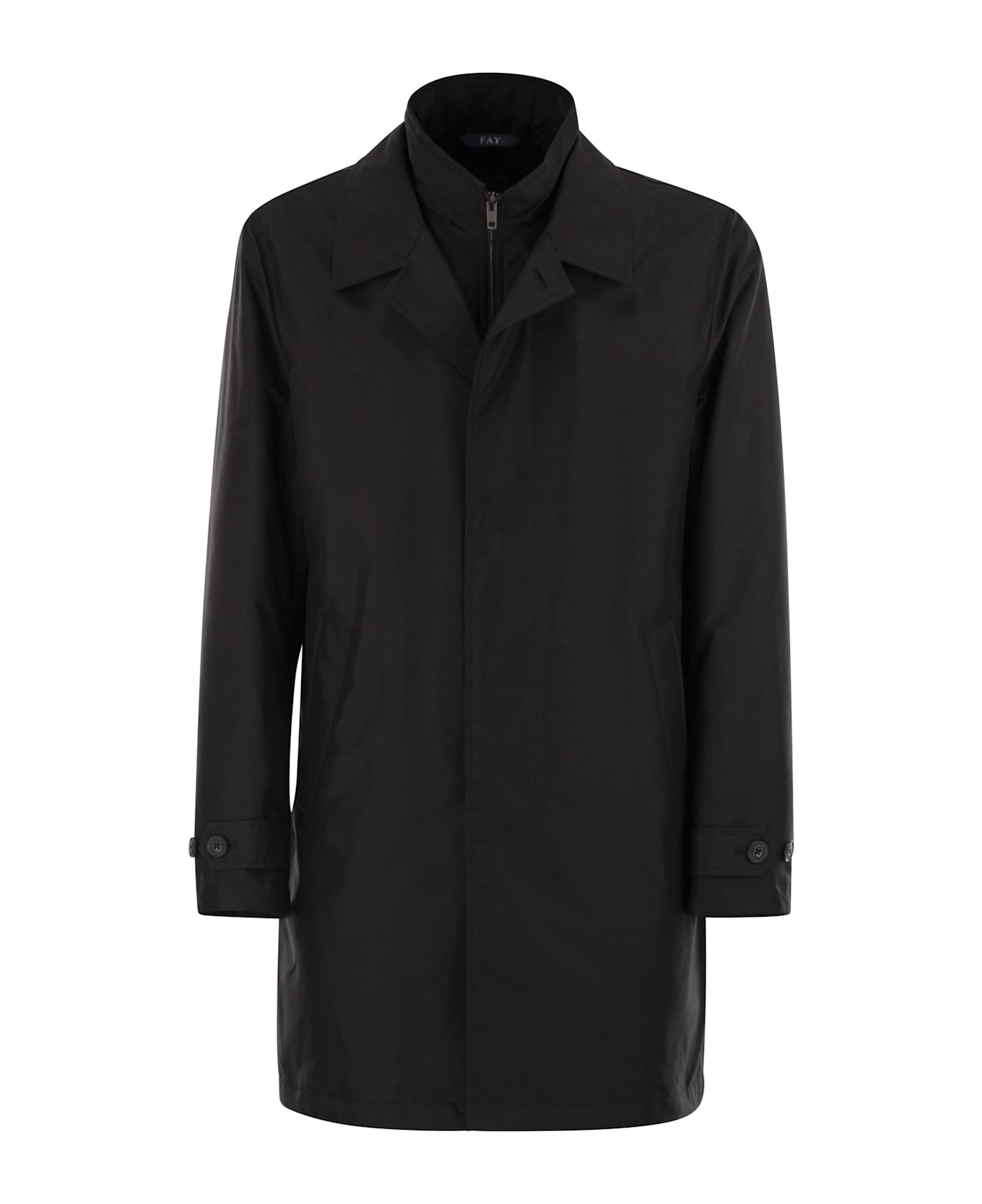 Fay Morning Coat In Technical Poplin - NERO