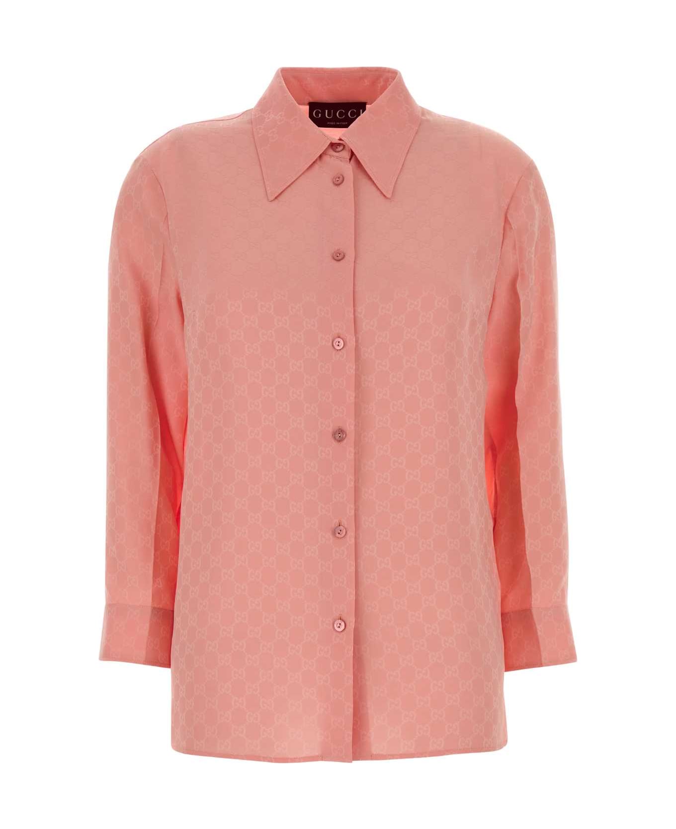 Gucci Pink Gg Silk Shirt - PINK