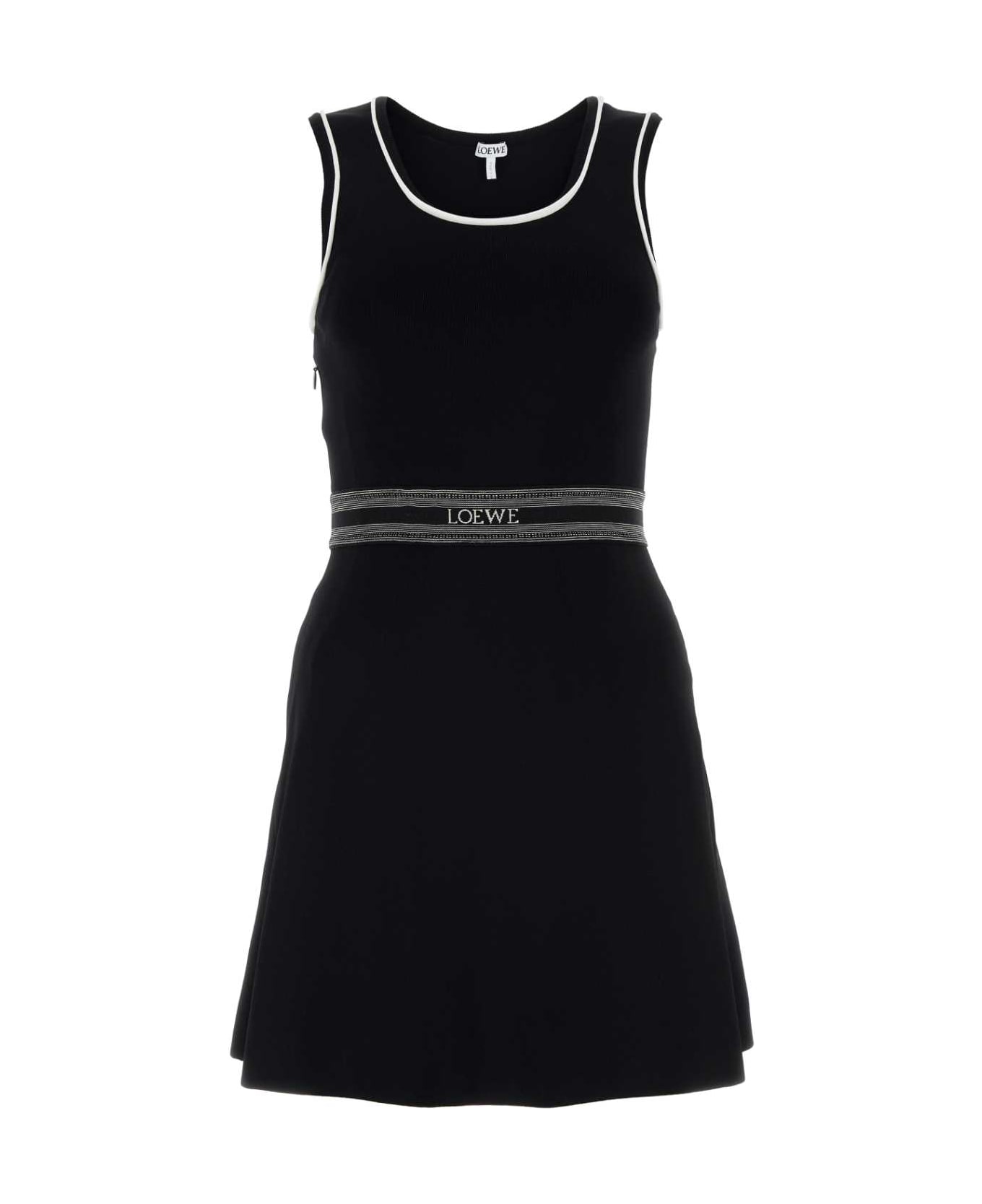 Loewe Black Stretch Viscose Blend Mini Dress - BLACK