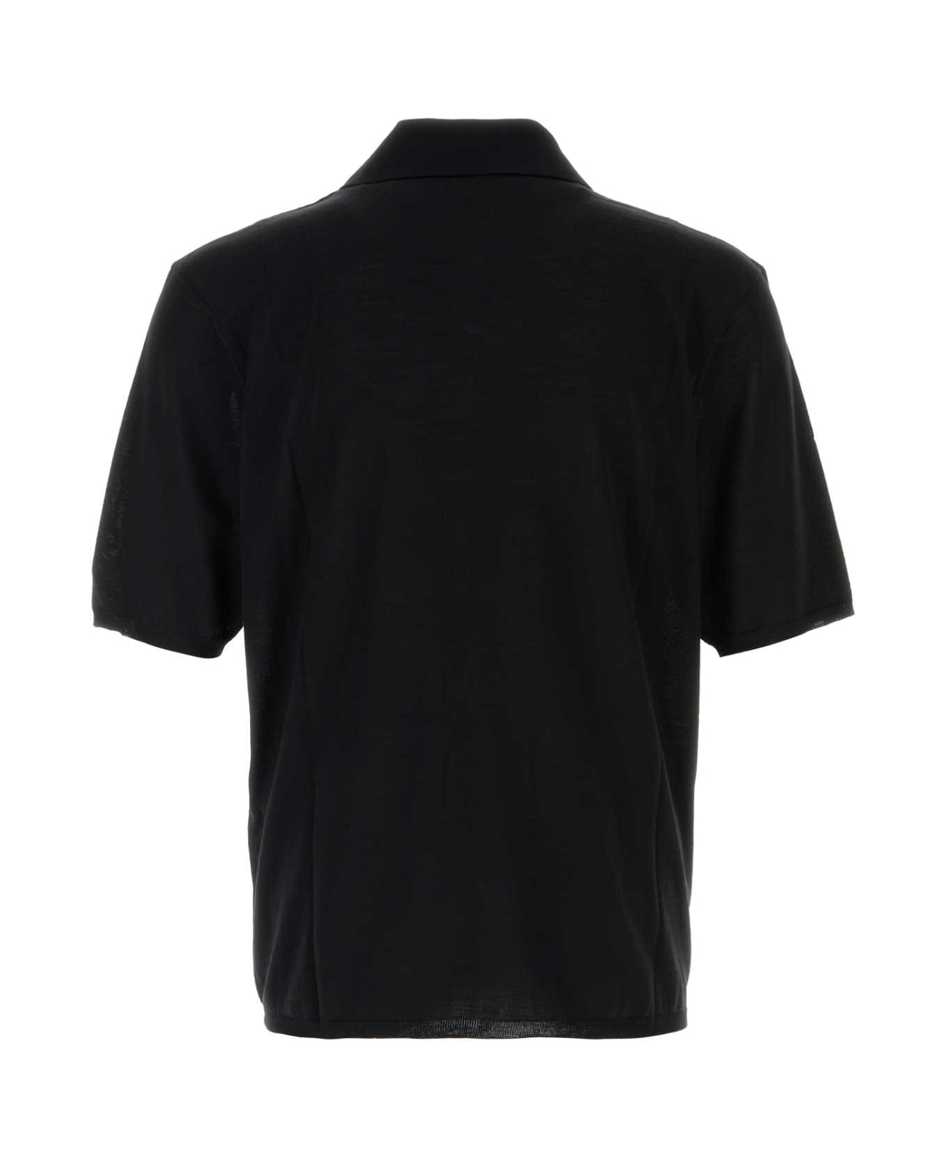Saint Laurent Black Wool Polo Shirt - NOIR