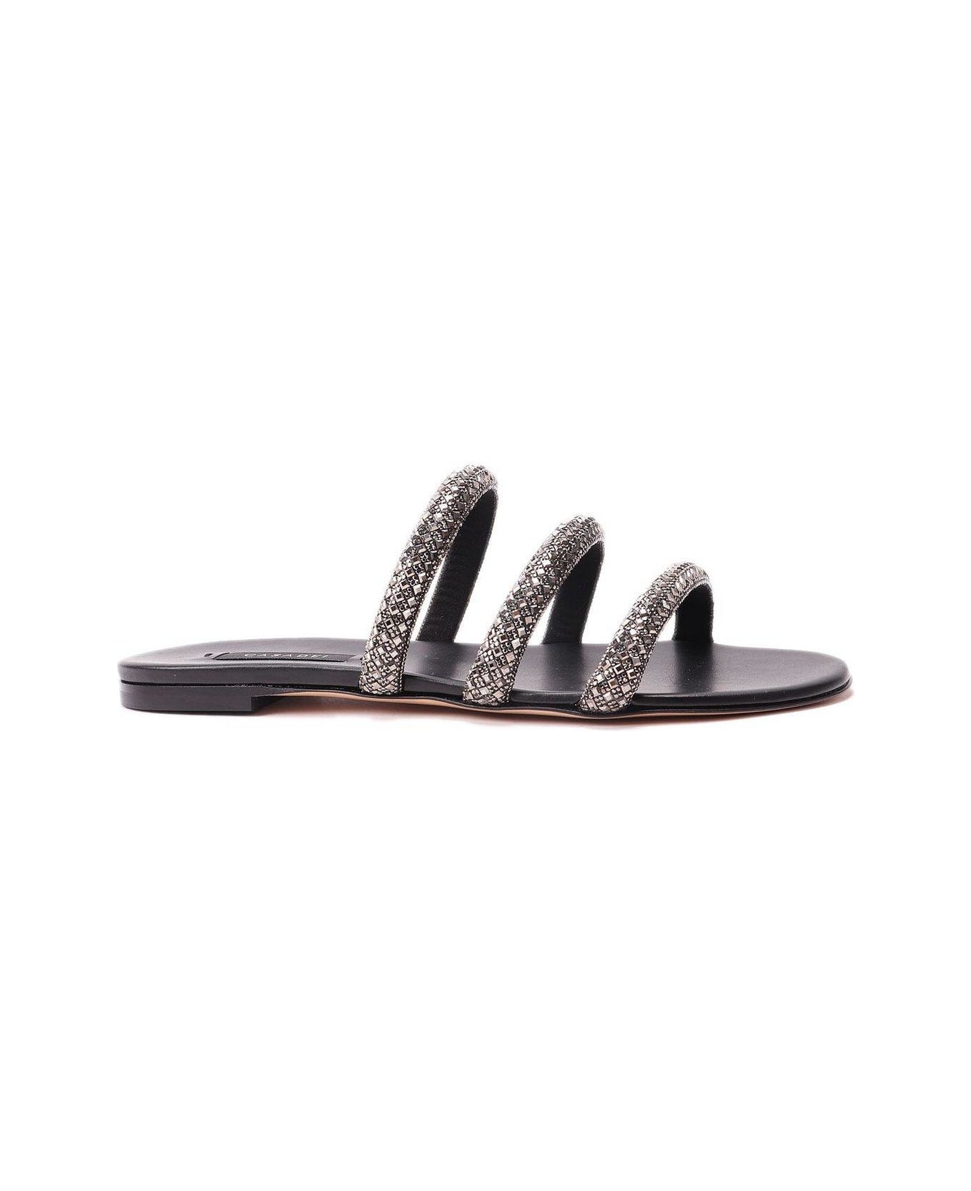 Casadei Embellished Slip-on Sandals - Ematite Nero サンダル