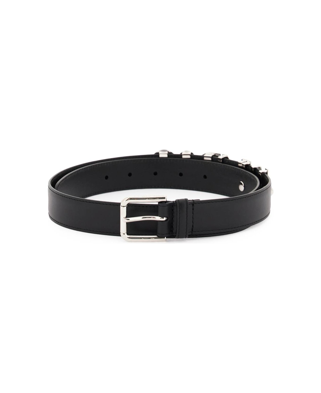 Dolce & Gabbana Lettering Leather Belt - NERO PALLADIO (Black) ベルト