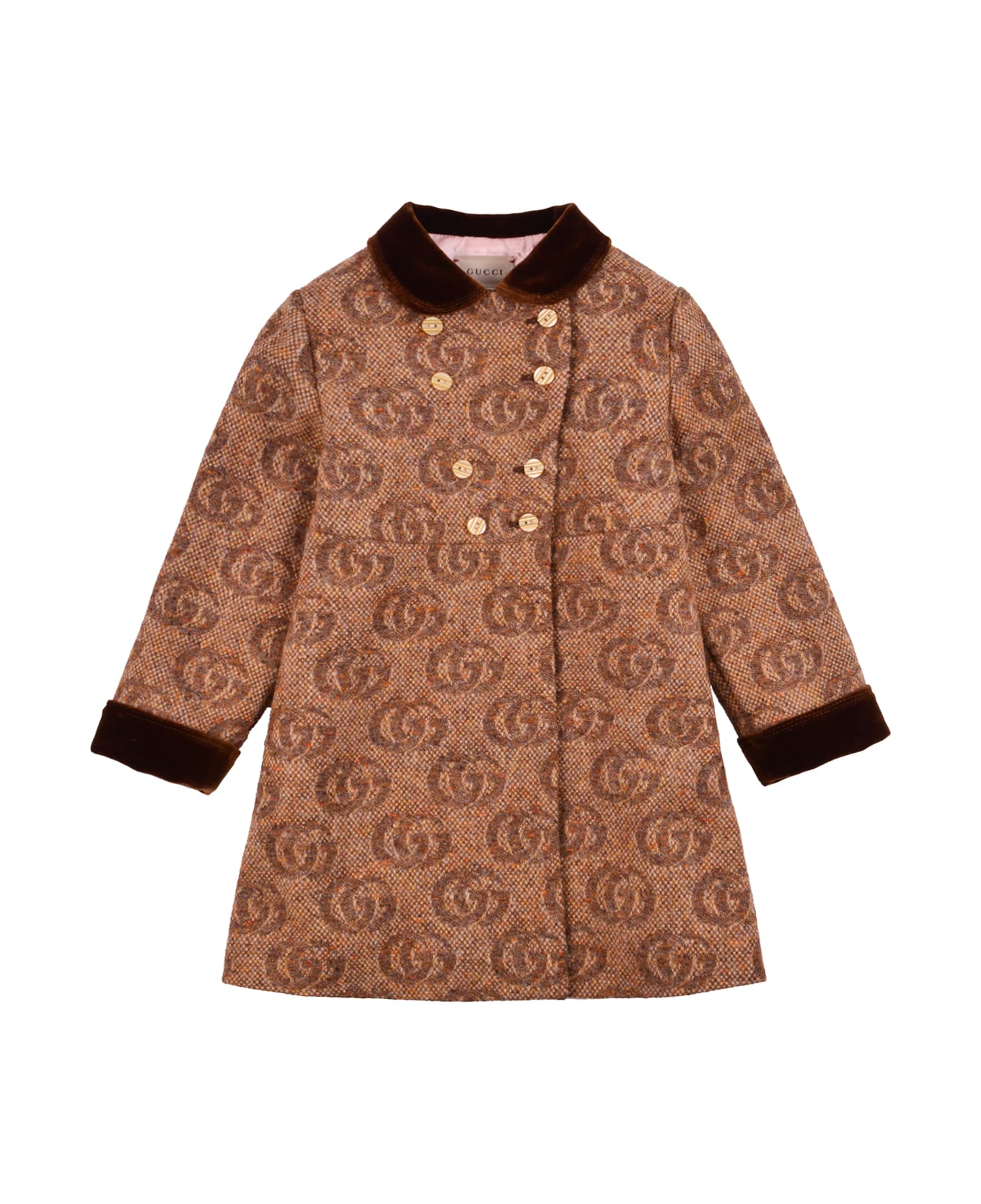 Gucci Gg Wool Coat - Brown