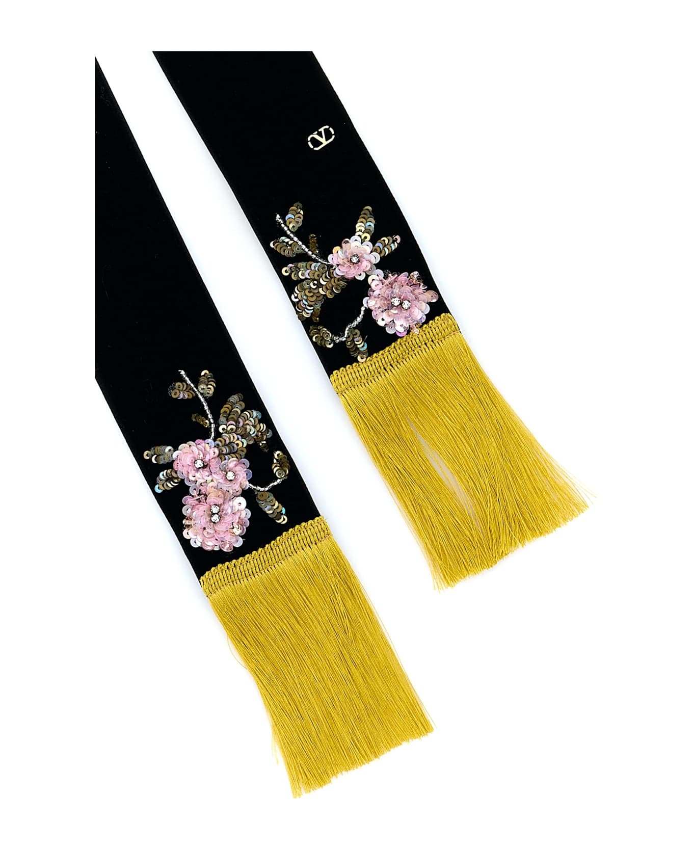 Valentino Garavani Black Velvet Scarf - NEROSENAPEVERDEACQUAMLTCORO
