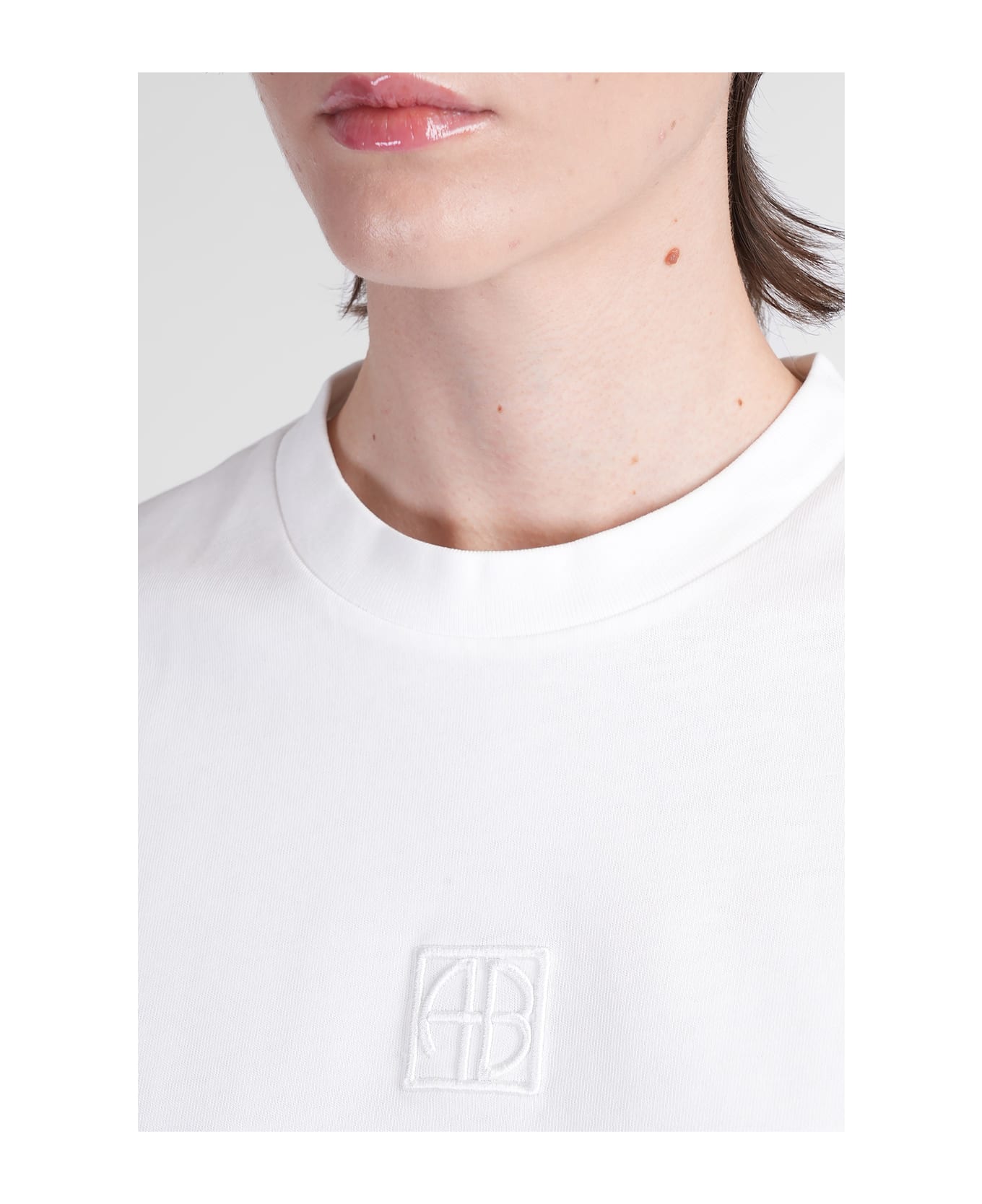 Anine Bing Myers T-shirt In White Cotton - white