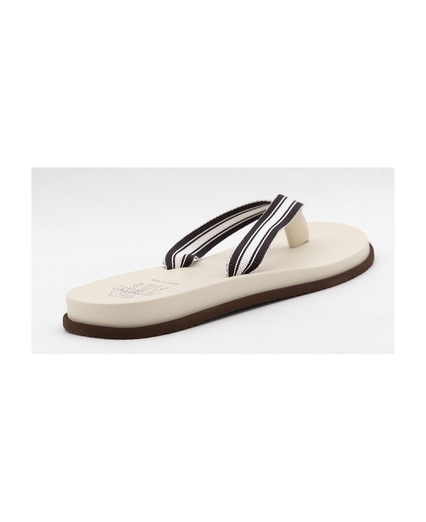 Brunello Cucinelli Light Beige And Brown Leather Sandals - Multicolor