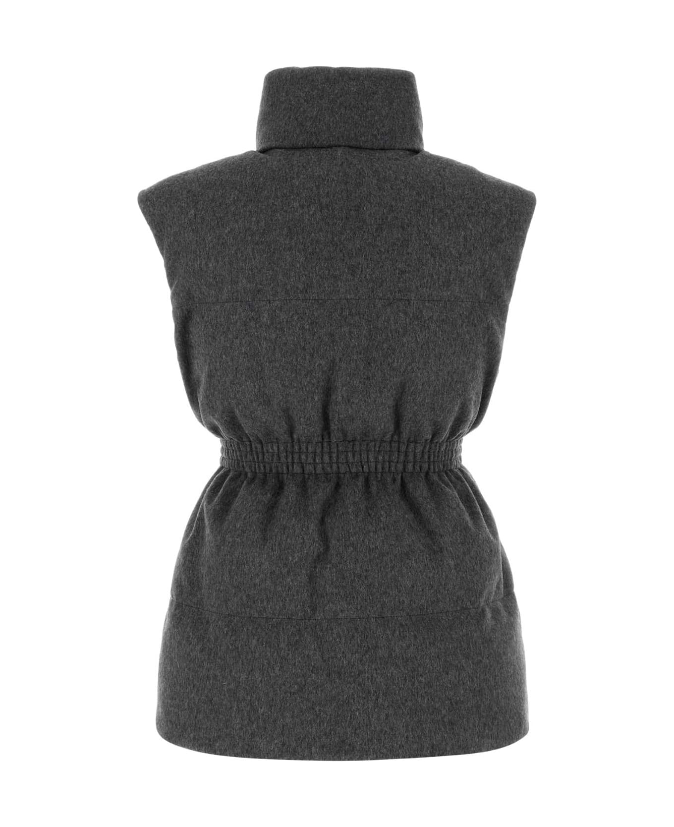 Prada Dark Grey Wool Sleeveless Down Jacket - ARDESIA