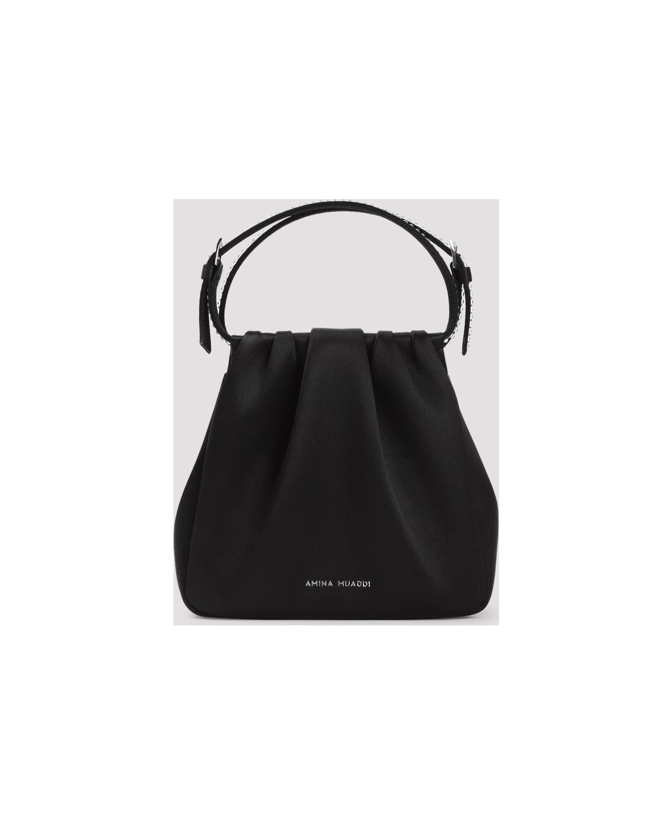 Amina Muaddi Vittoria Crystal Handbag - Black White