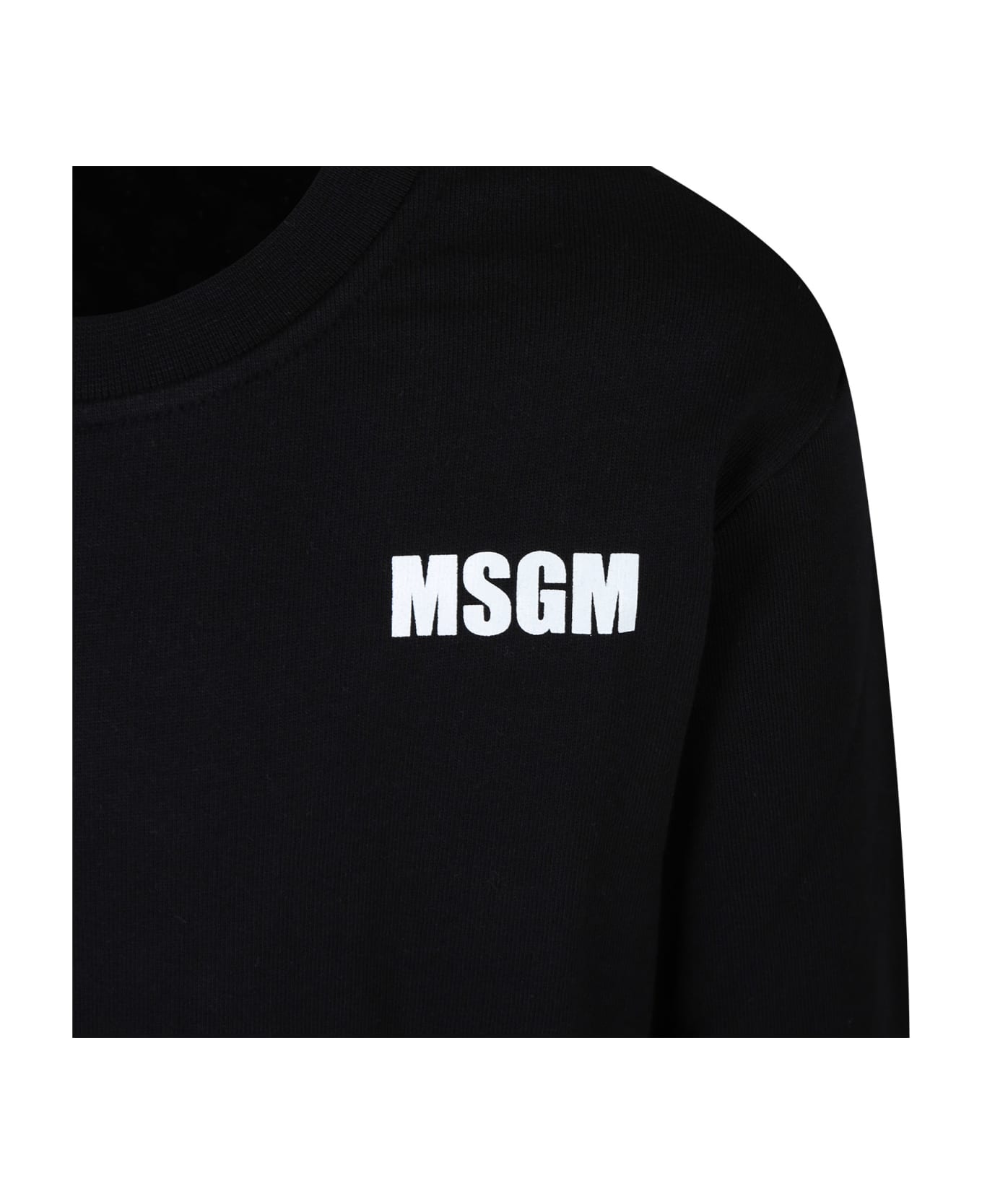 MSGM Black Sweatshirt For Kids With Logo - Black ニットウェア＆スウェットシャツ