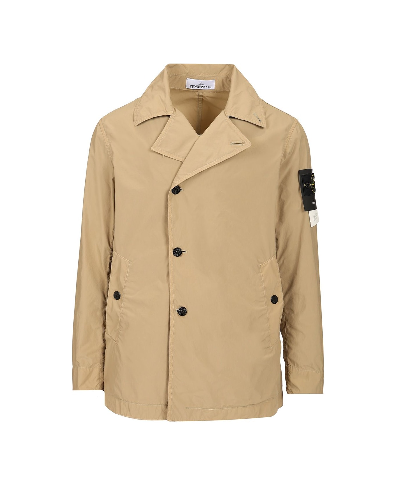 Stone Island Short Nylon Trench Coat - Beige