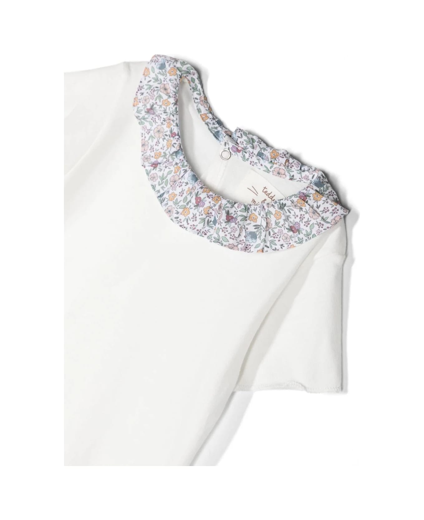 Teddy & Minou White Bodysuit With Multicoloured Ruffles - White ボディスーツ＆セットアップ