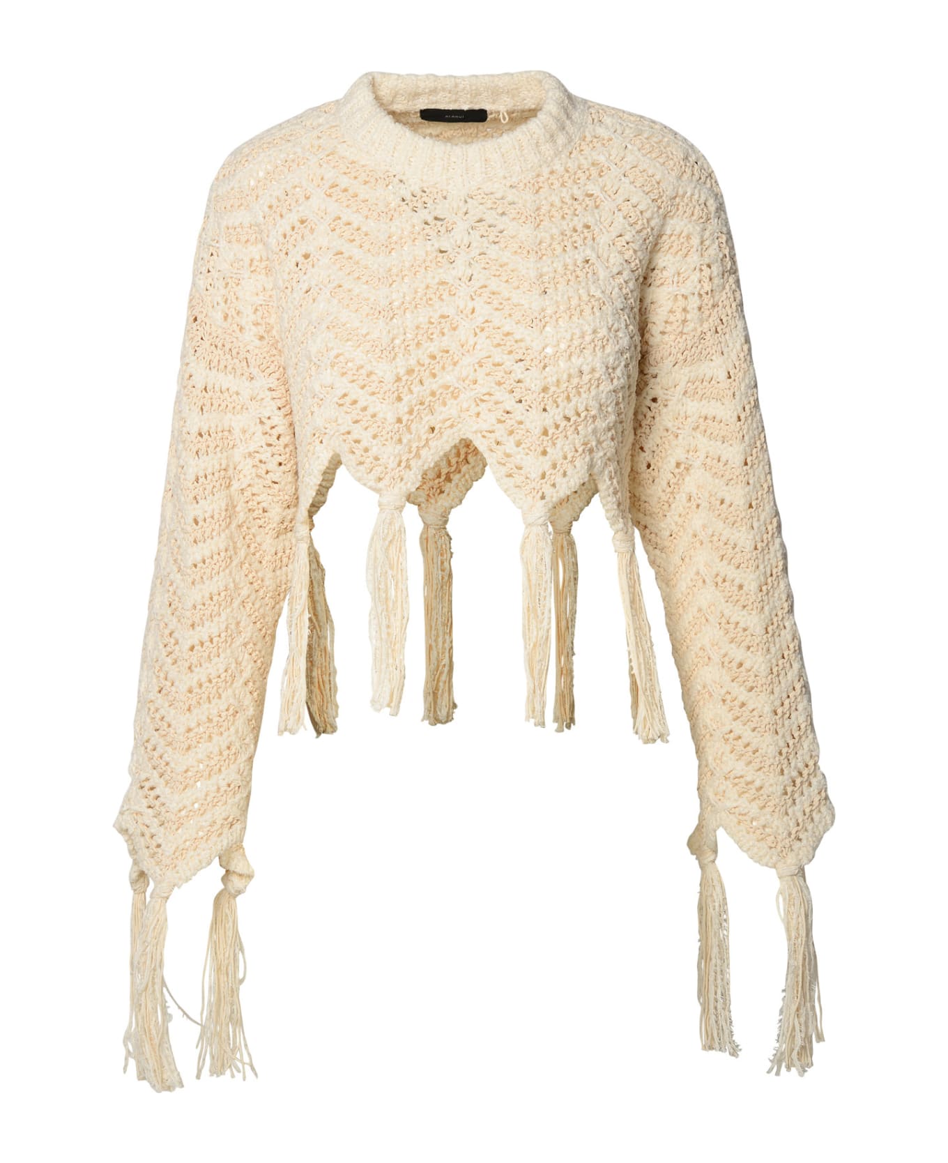 Alanui Linen Blend Cropped Sweater - Yellow Cream