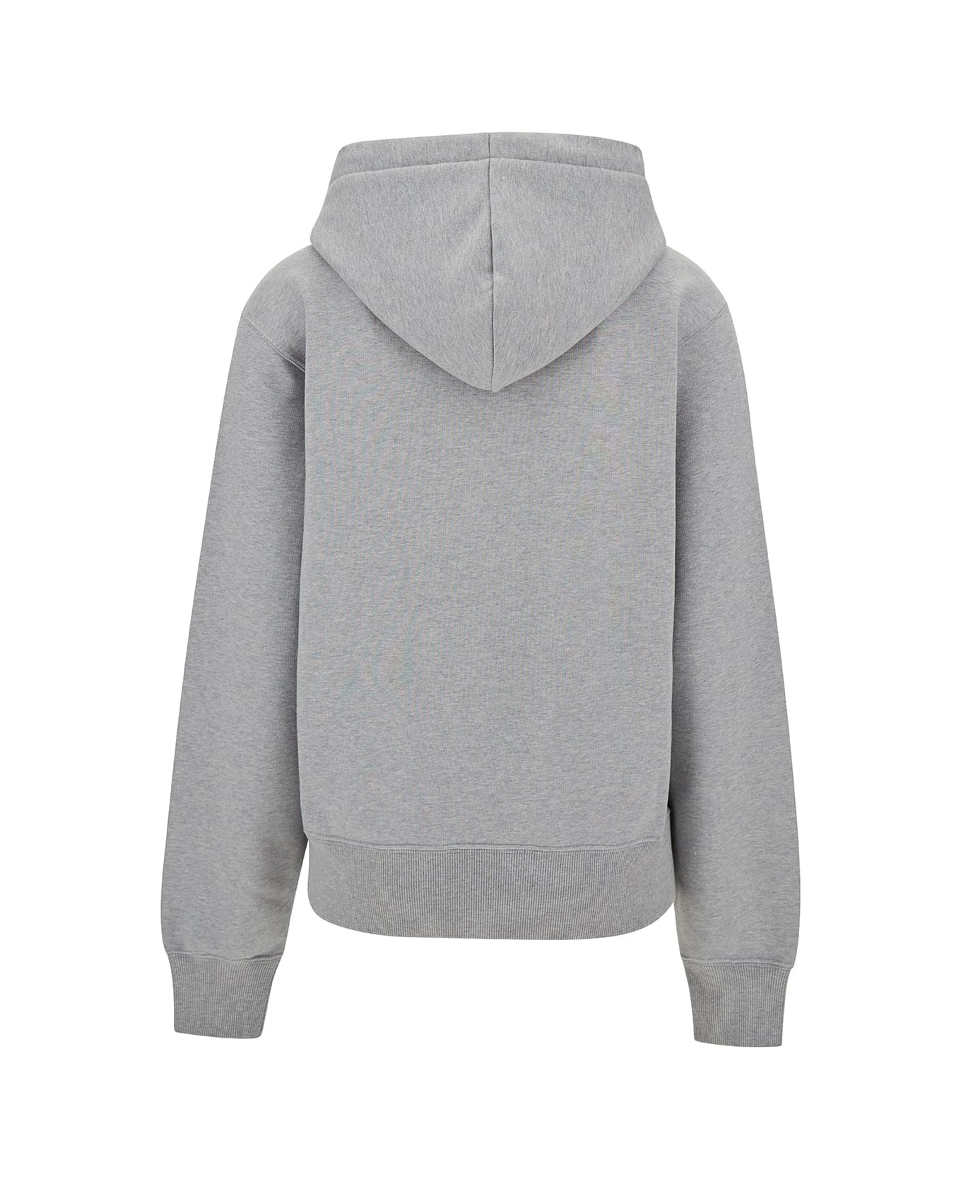 Saint Laurent Grey Hoodie With Cassandre Embroidery In Cotton Woman - Grey ニットウェア