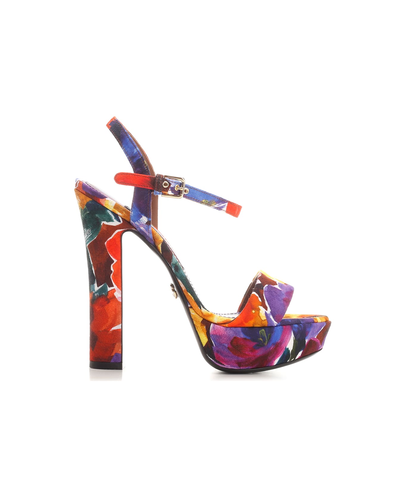 Dolce & Gabbana Platform Sandal In Printed Brocade - White