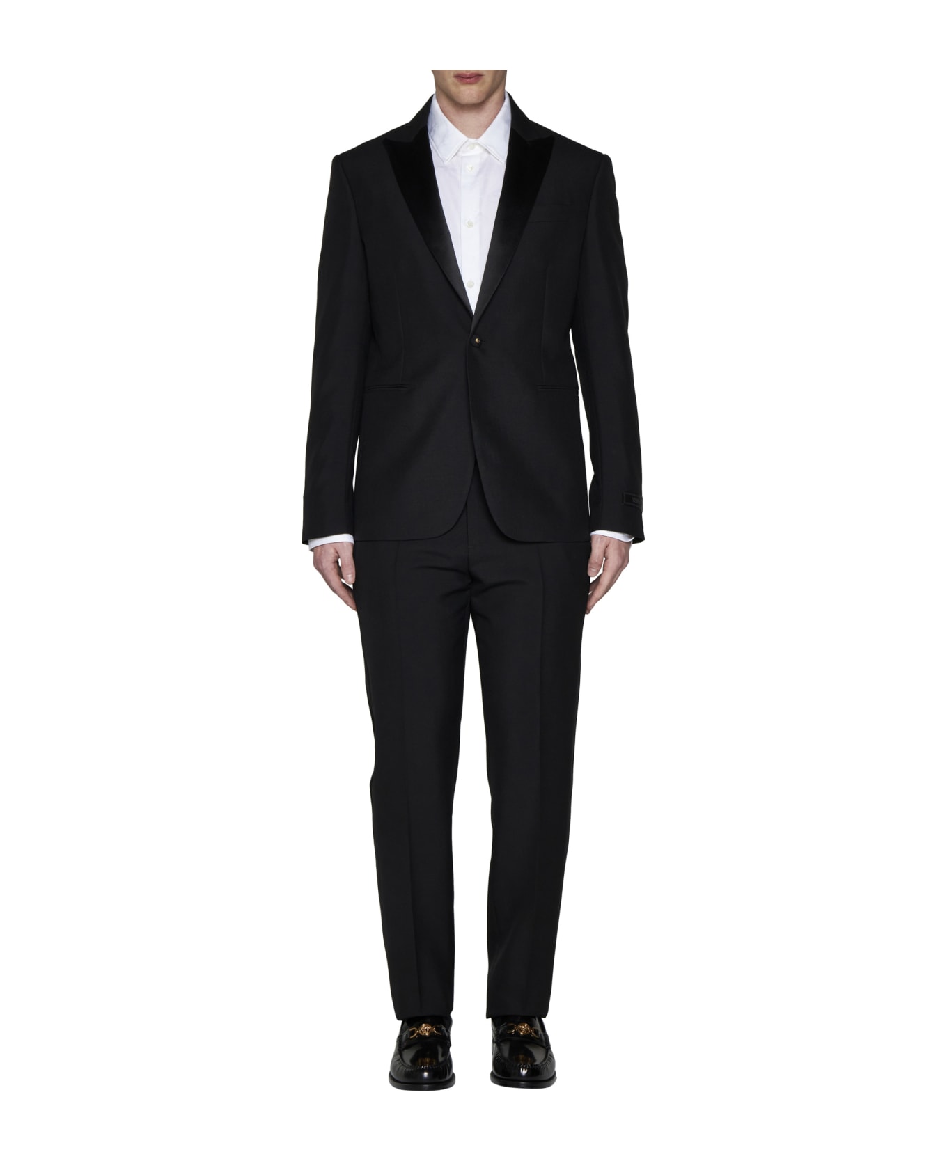 Versace Trousers With Silk Details - Black