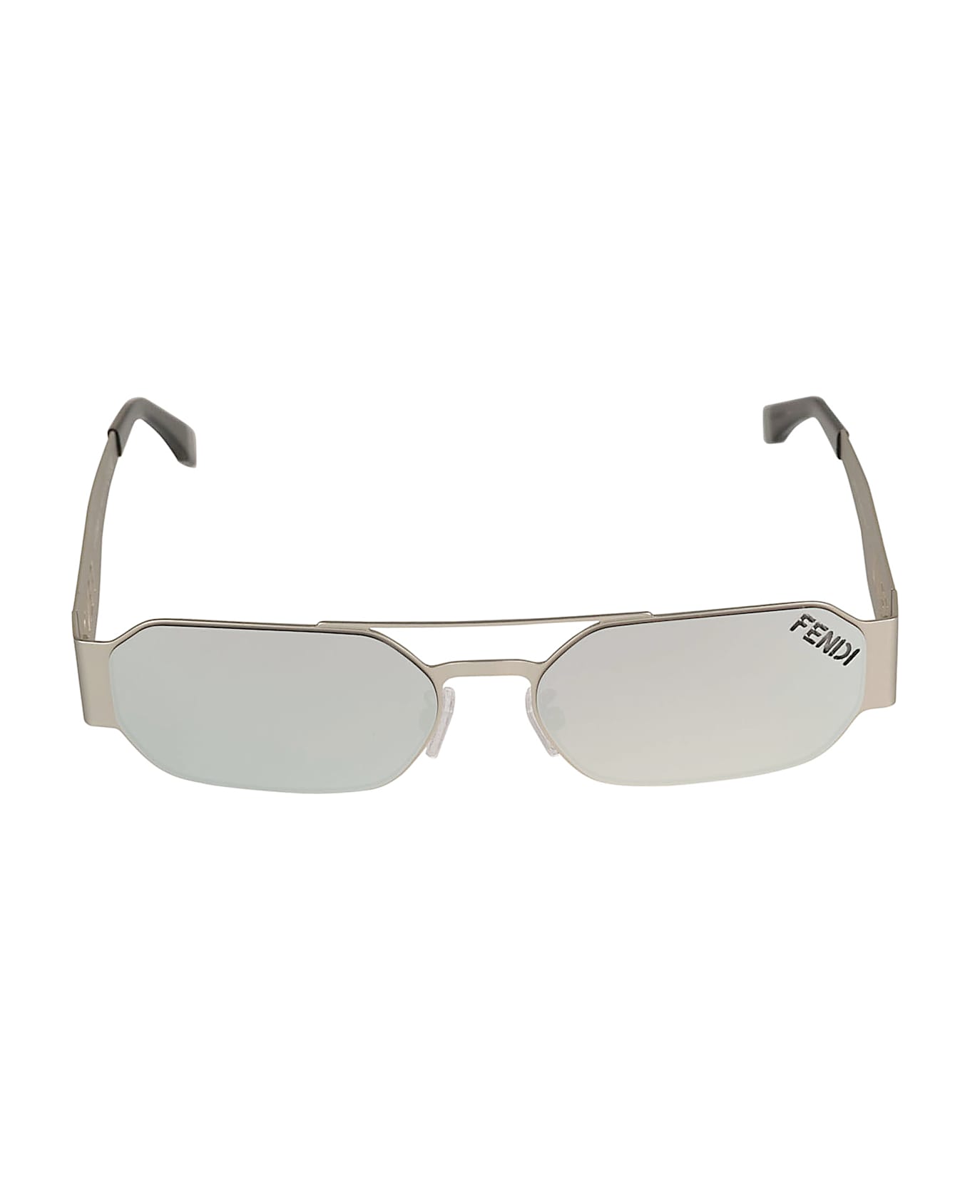 Fendi Logo Rectangle Aviator Sunglasses - 16C - Silver