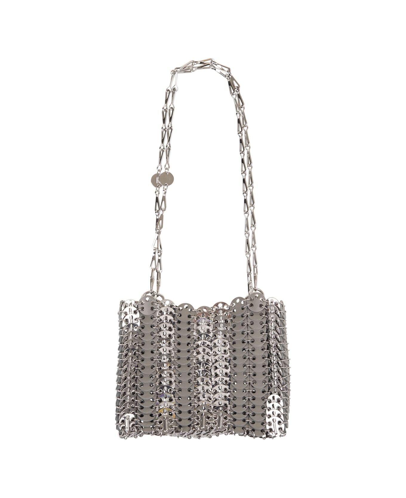 Paco Rabanne Grey 1969 Square Bag In Metal And Leather Mix - Grey