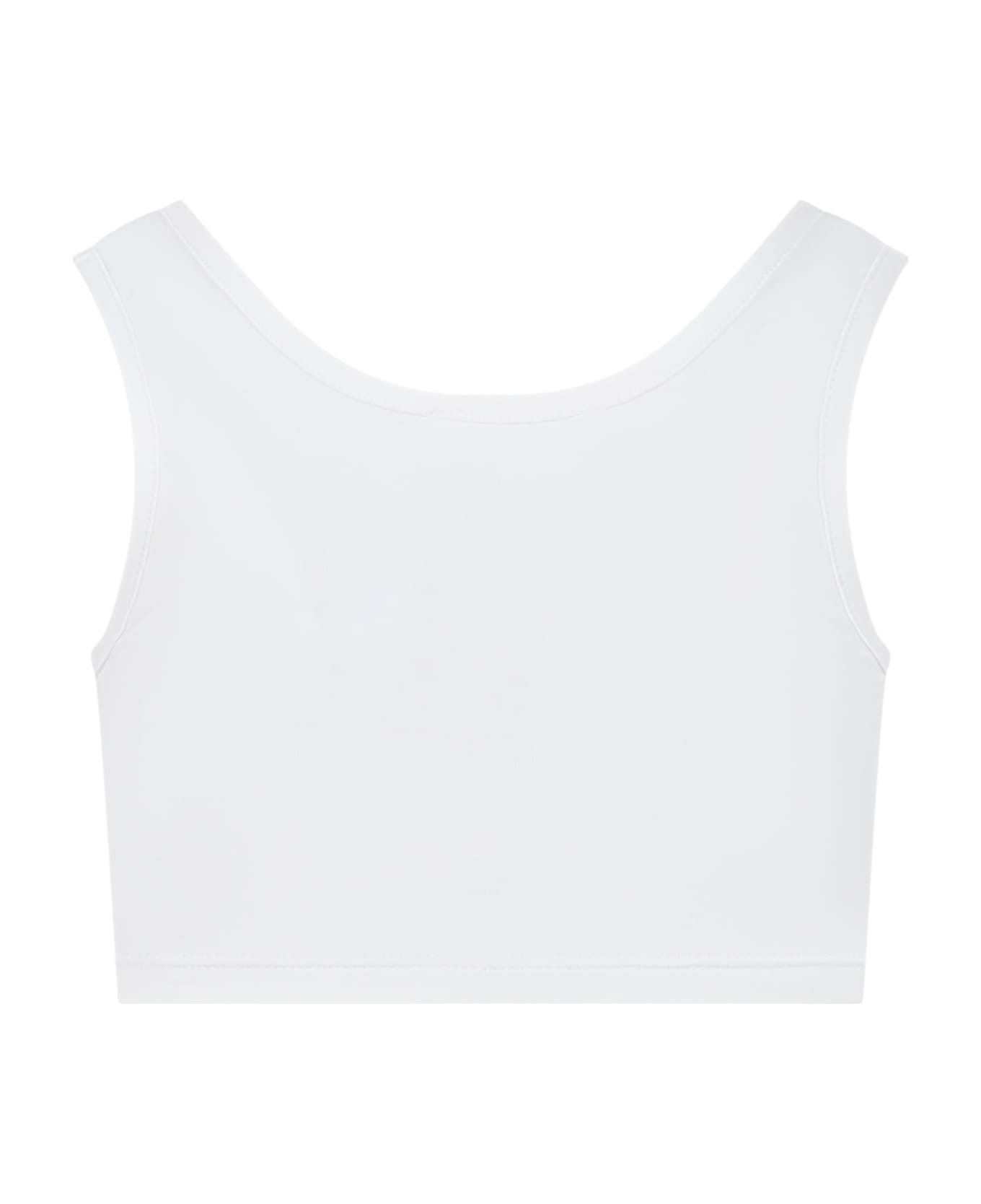 Chloé White Cotton Top For Girl With Embroidered Logo - Bianco