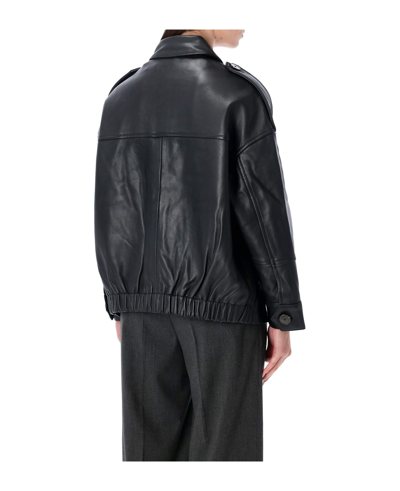 Sessùn Harriboyd Short Lamb Leather Jacket - BLACK