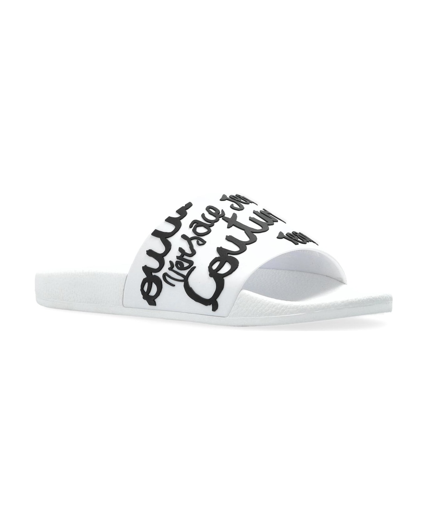 Versace Jeans Couture Rubber Slides With Logo - WHITE