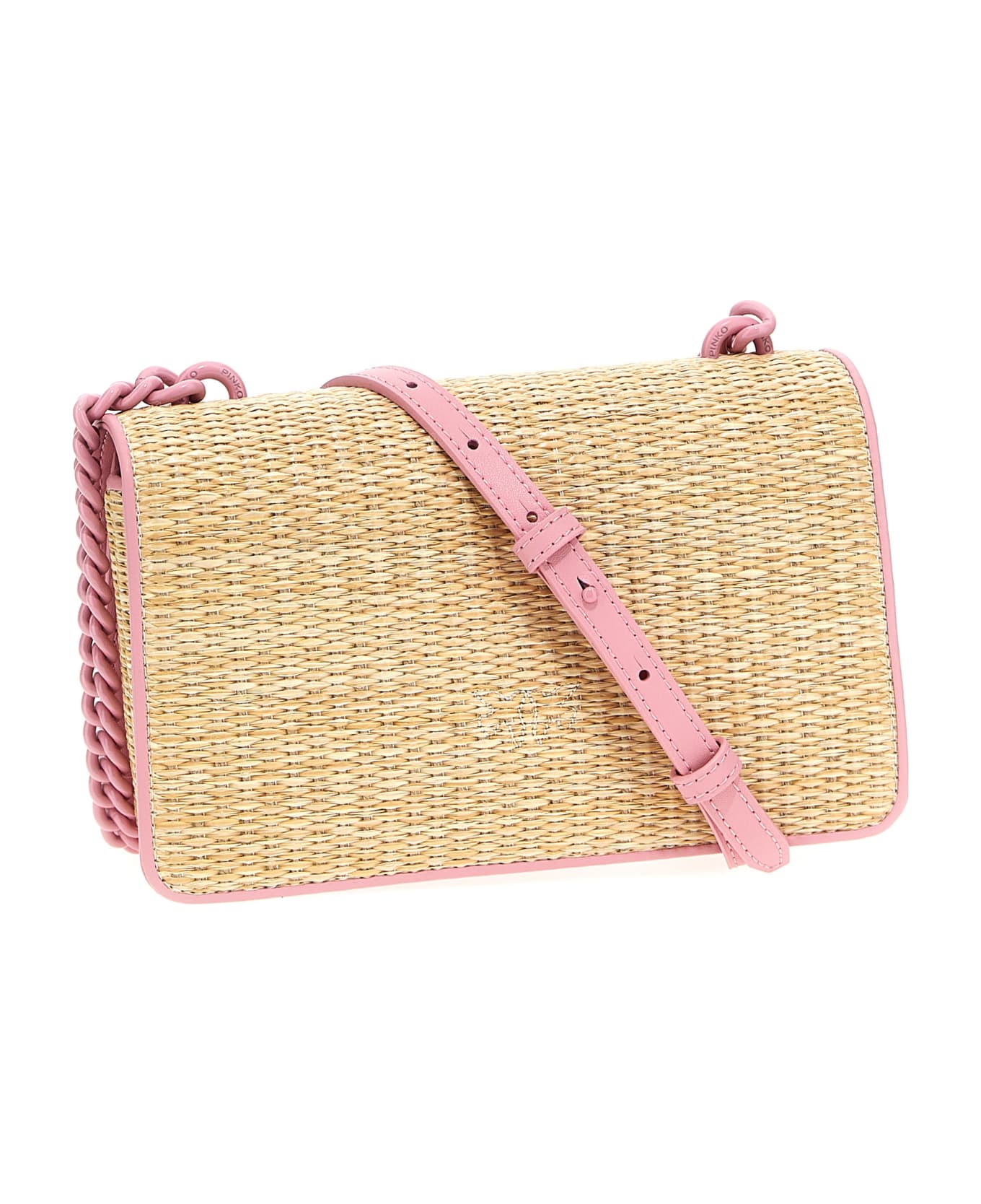 Pinko 'mini Love Bag Light' Crossbody Bag - Naturale/rosa-block color