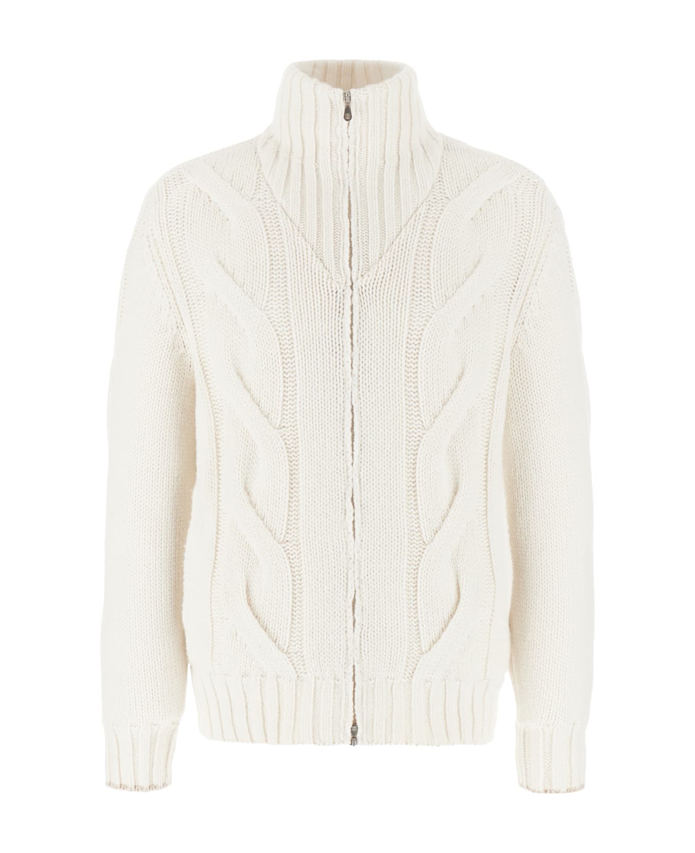 Brunello Cucinelli Ivory Cashmere Padded Sweater - CUO39