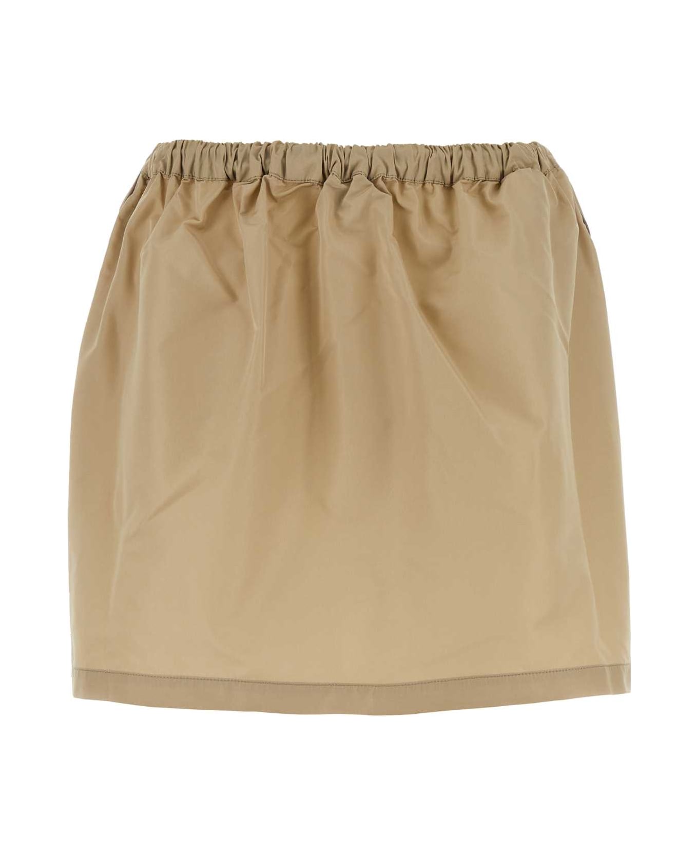 Miu Miu Cappuccino Tech Fabric Mini Skirt - CORDA
