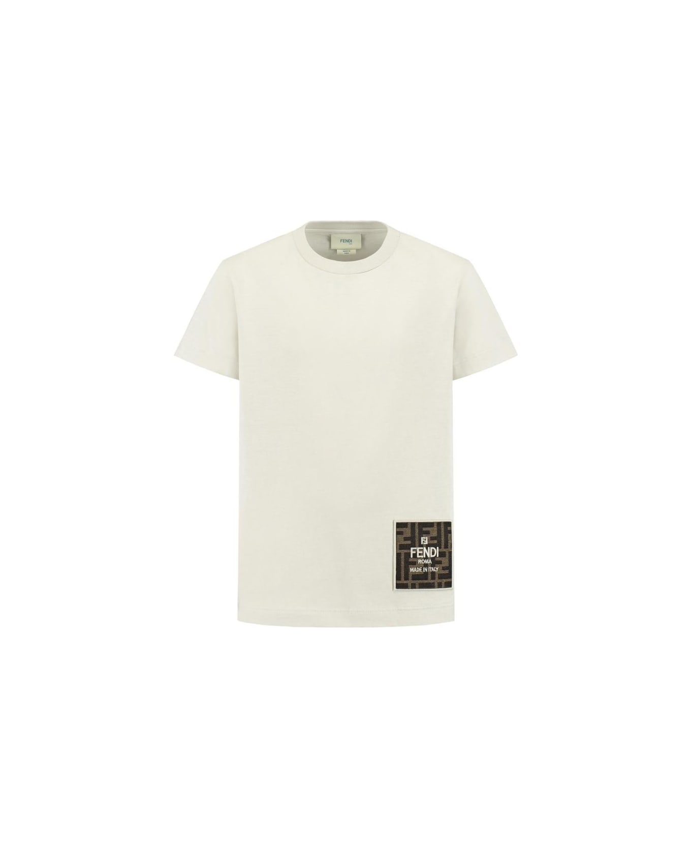 Fendi Logo Embroidered Crewneck T-shirt - Argilla