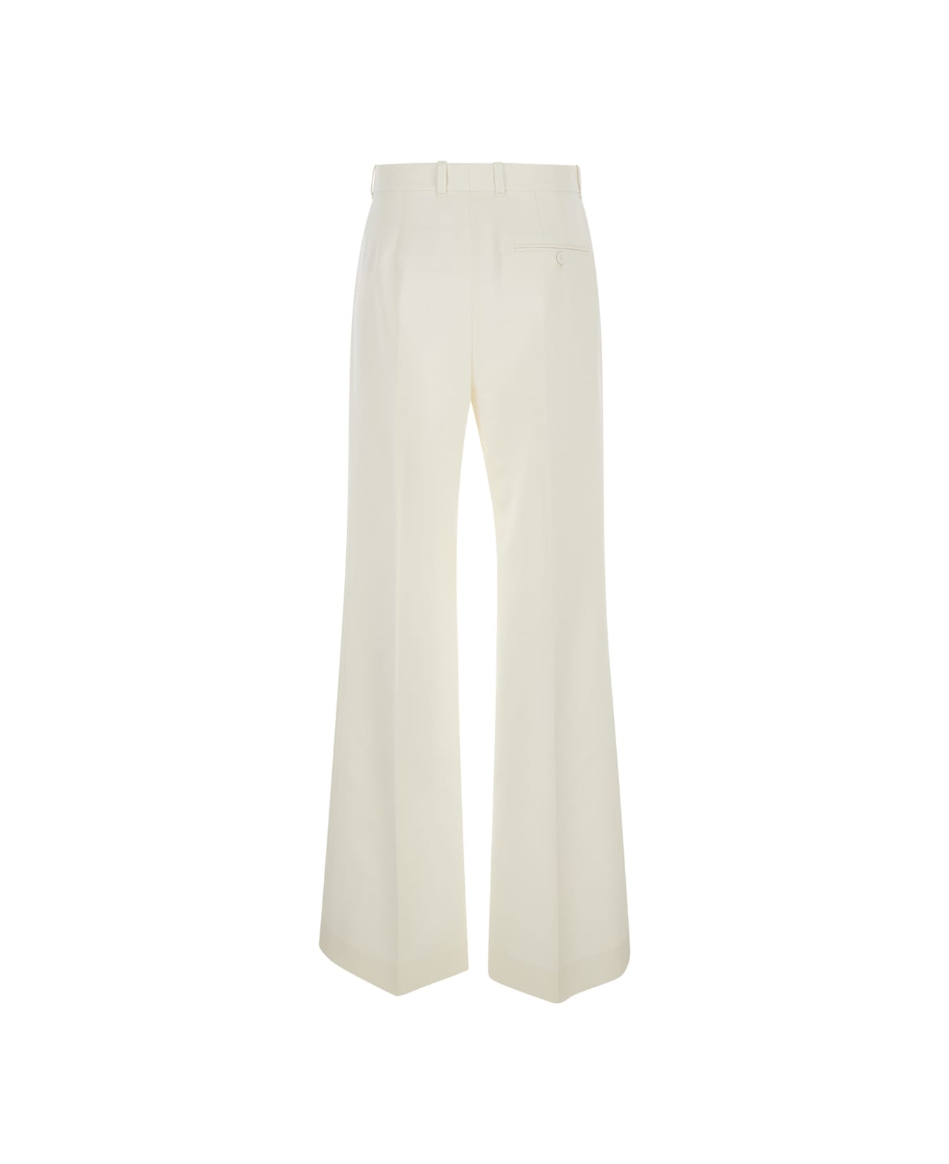 Chloé White Flared Trousers In Wool And Silk Woman - White ボトムス