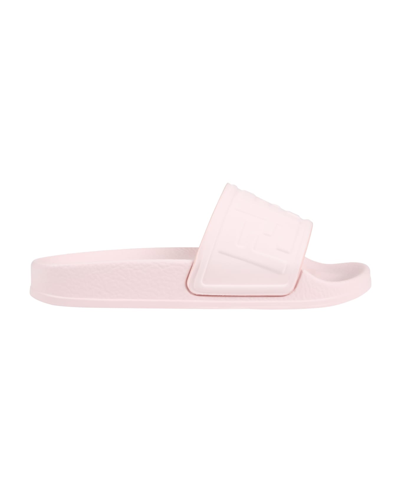 Fendi Pink Rubbber Sandals For Girl With Embossed Ff - Pink