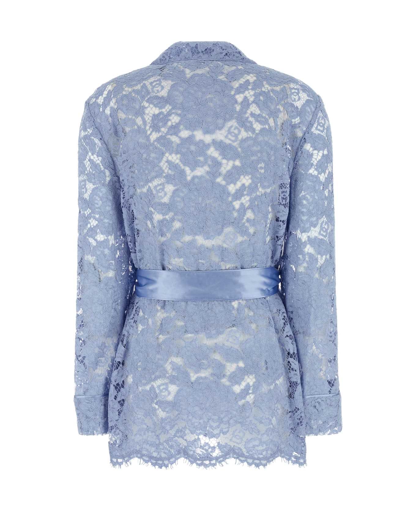 Dolce & Gabbana Light Blue Lace Pyjama Shirt - GLICINEVIOLACHIARI