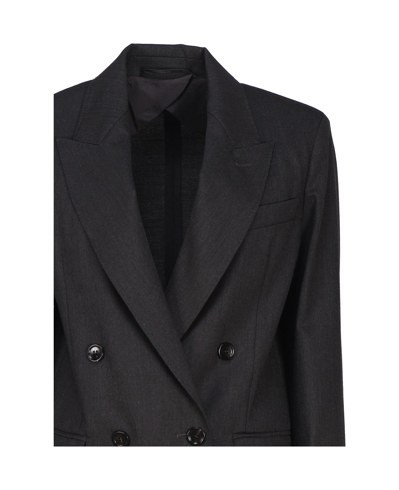 Max Mara Double Breasted Blazer In Wool Blend - Antracite