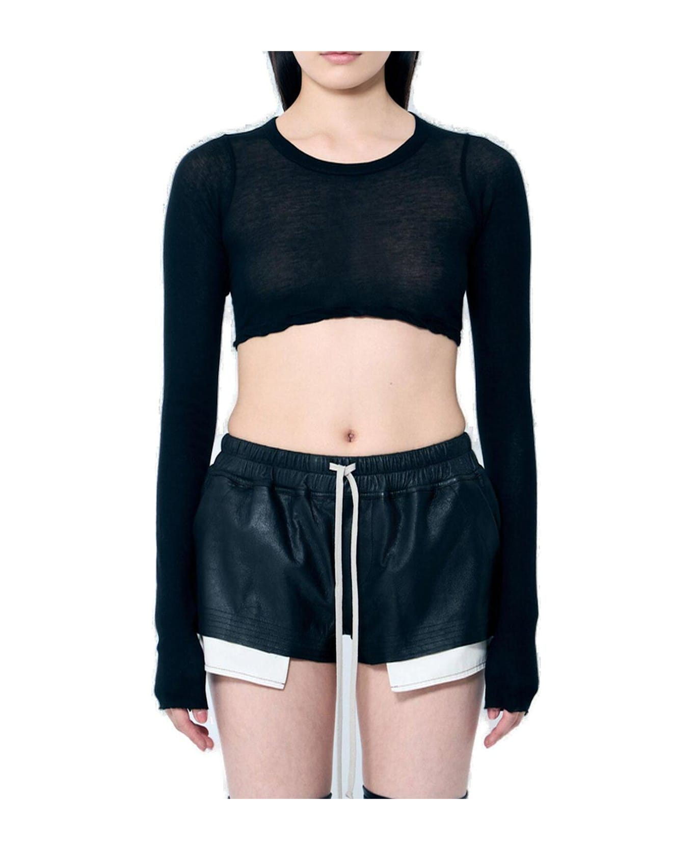Rick Owens Hollywood Ls Crop T-shirt - Nero