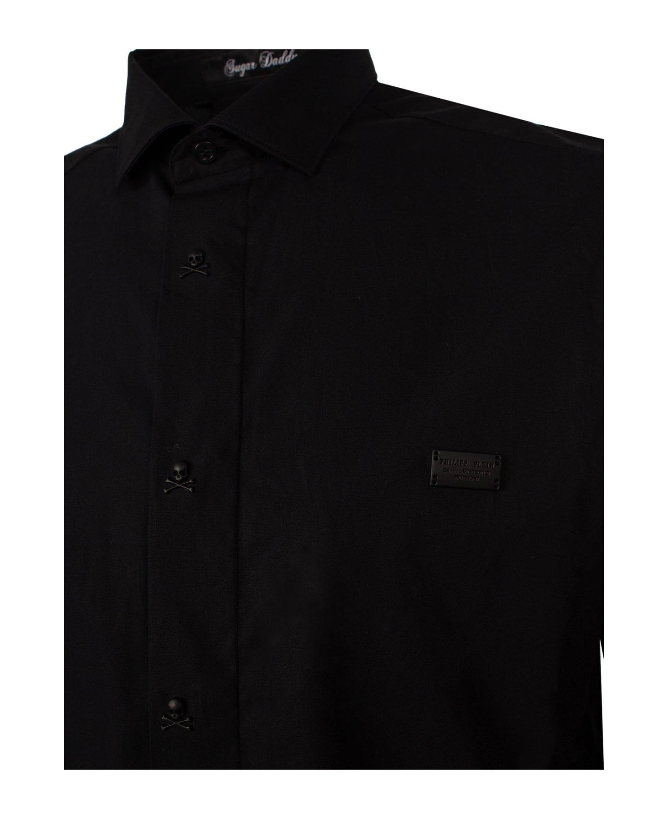 Philipp Plein Logo Plaque Long-sleeved Shirt - Black