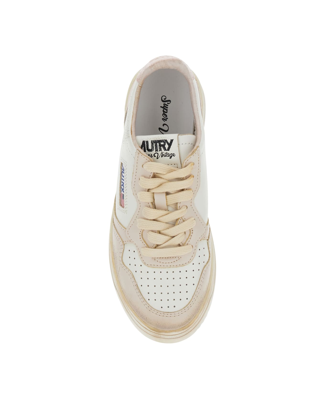 Autry 'super Vintage' Pink Low Top Sneakers With Logo Detail In Leather Woman - Pink