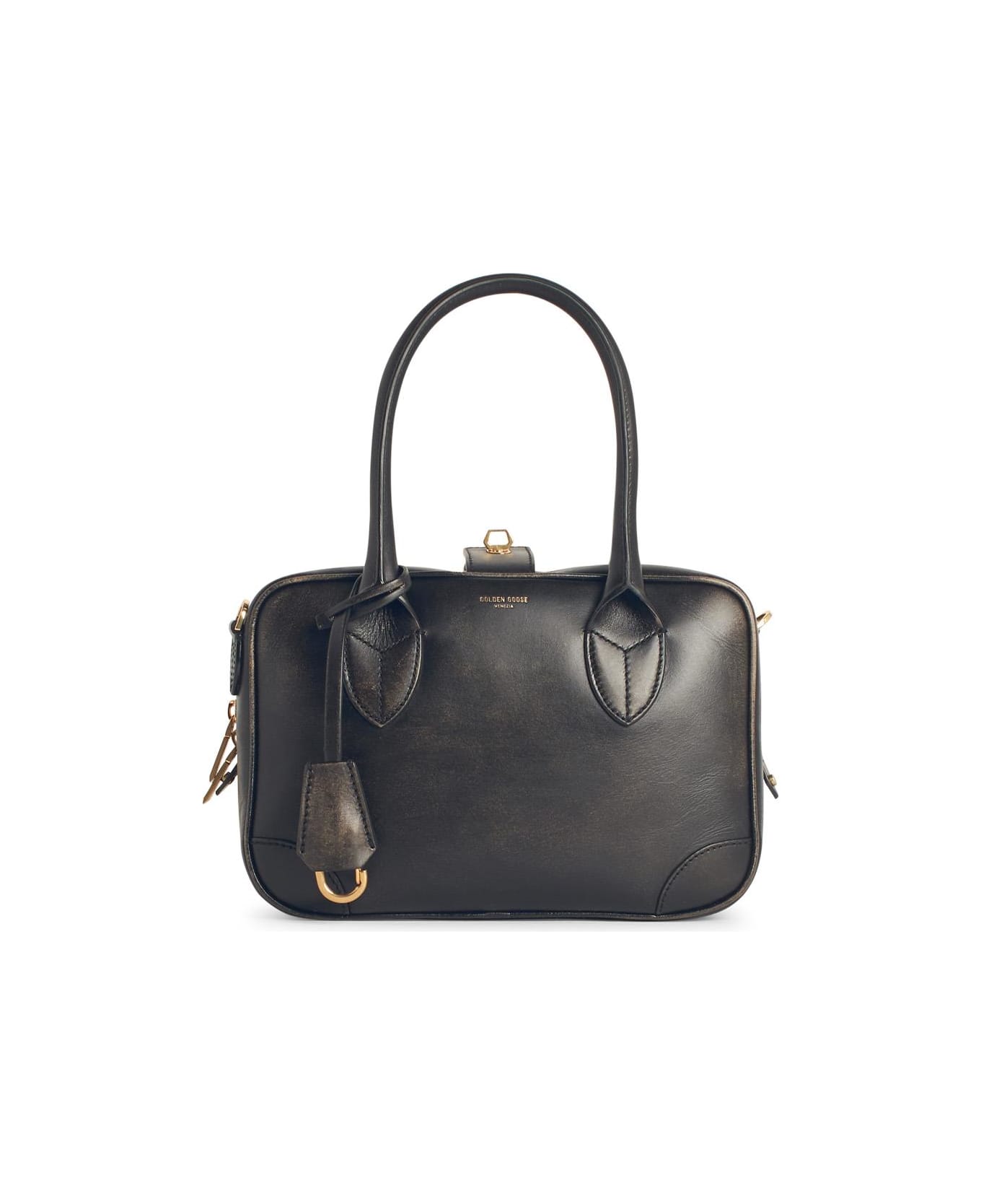 Golden Goose Black Leather Top Case - Black