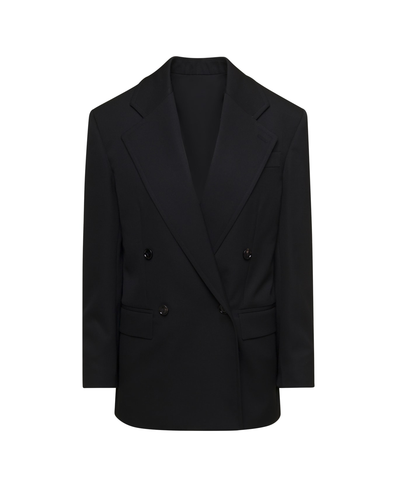 Bottega Veneta Black Oversized Double-breasted Jacket In Stretchy Wool Woman Bottega Veneta - Black ブレザー