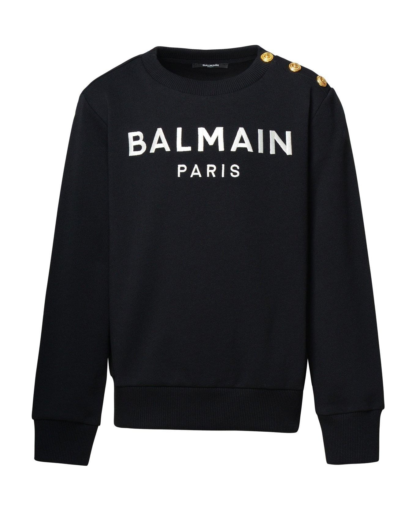 Balmain Logo Embroidered Crewneck Sweatshirt - Bianco/nero ニットウェア＆スウェットシャツ