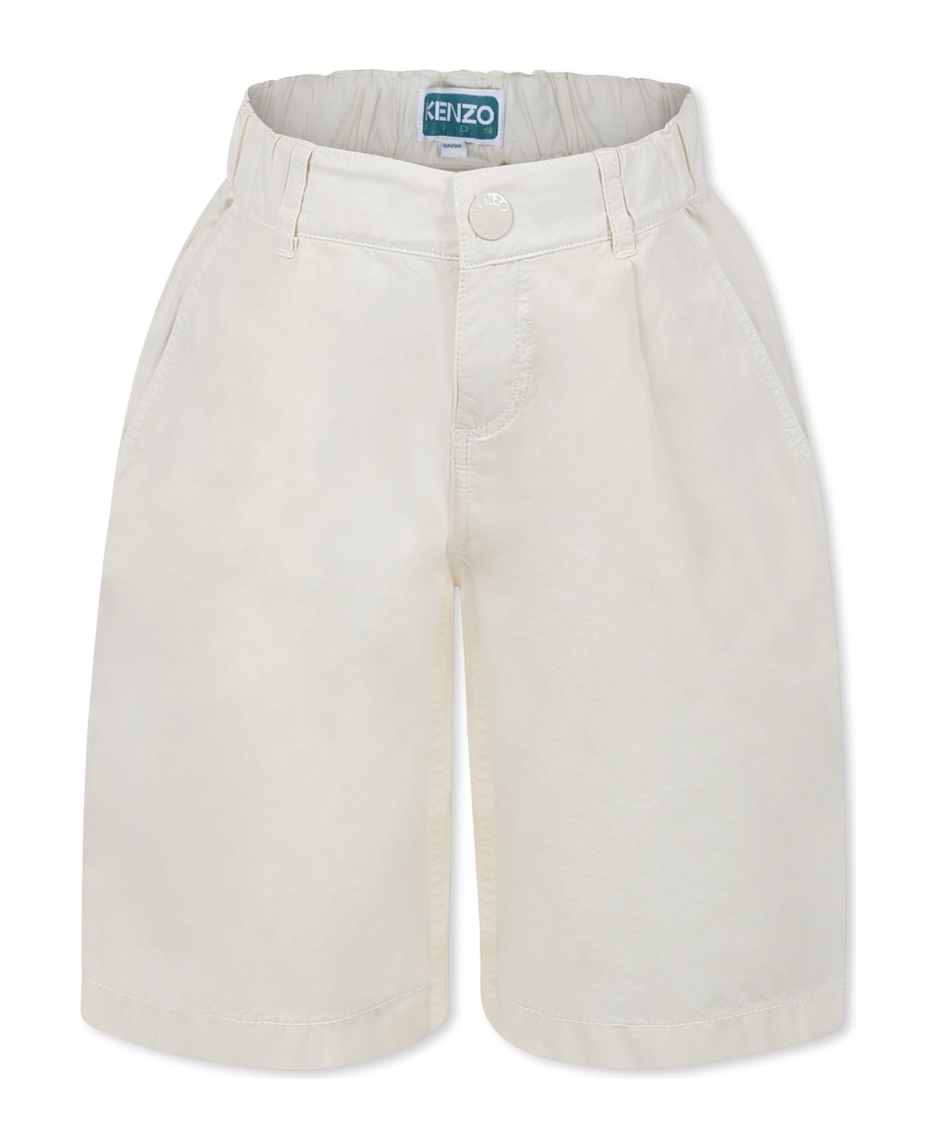 Kenzo Kids Beige Shorts For Boy With Logo - Beige