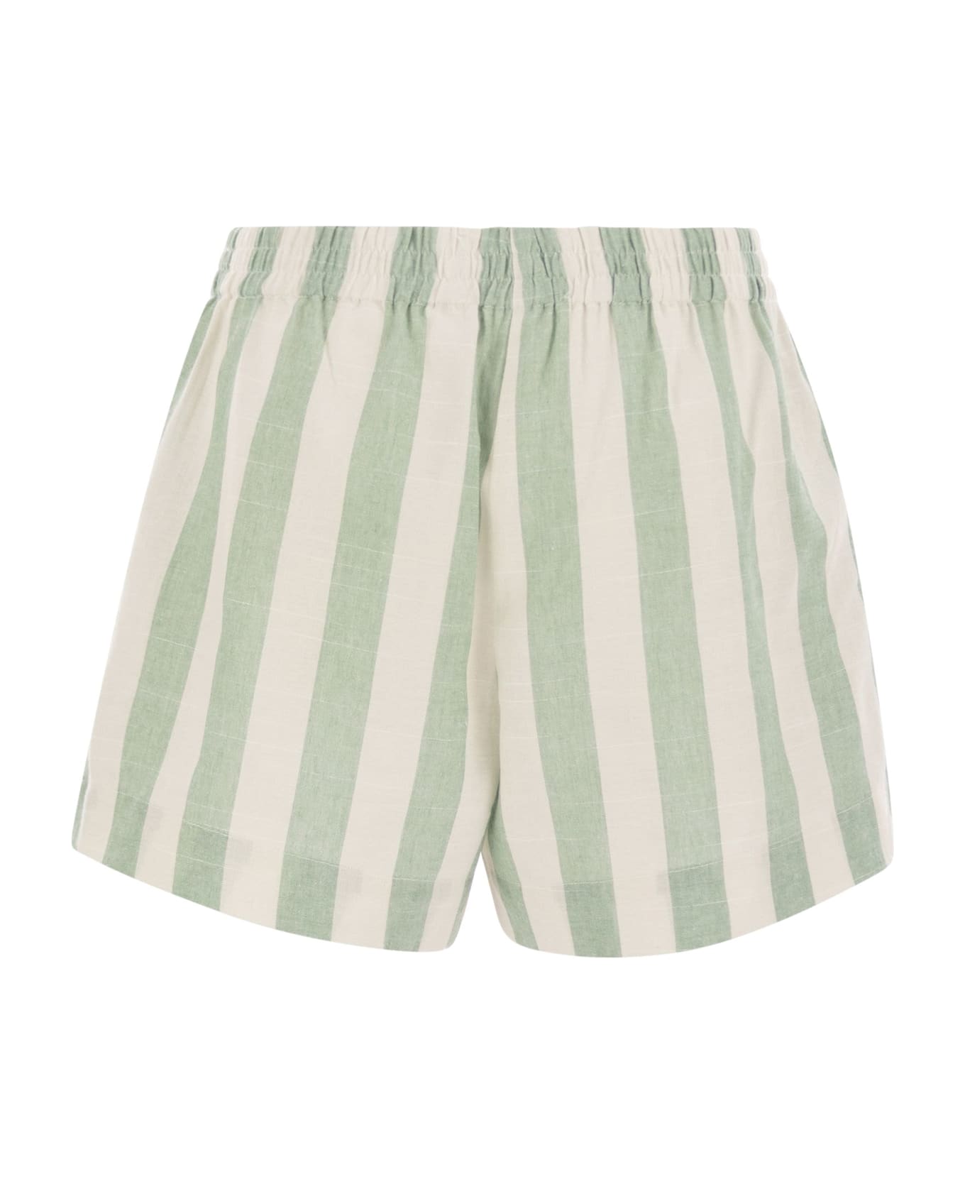 MC2 Saint Barth Meave - Striped Cotton Shorts - White/green