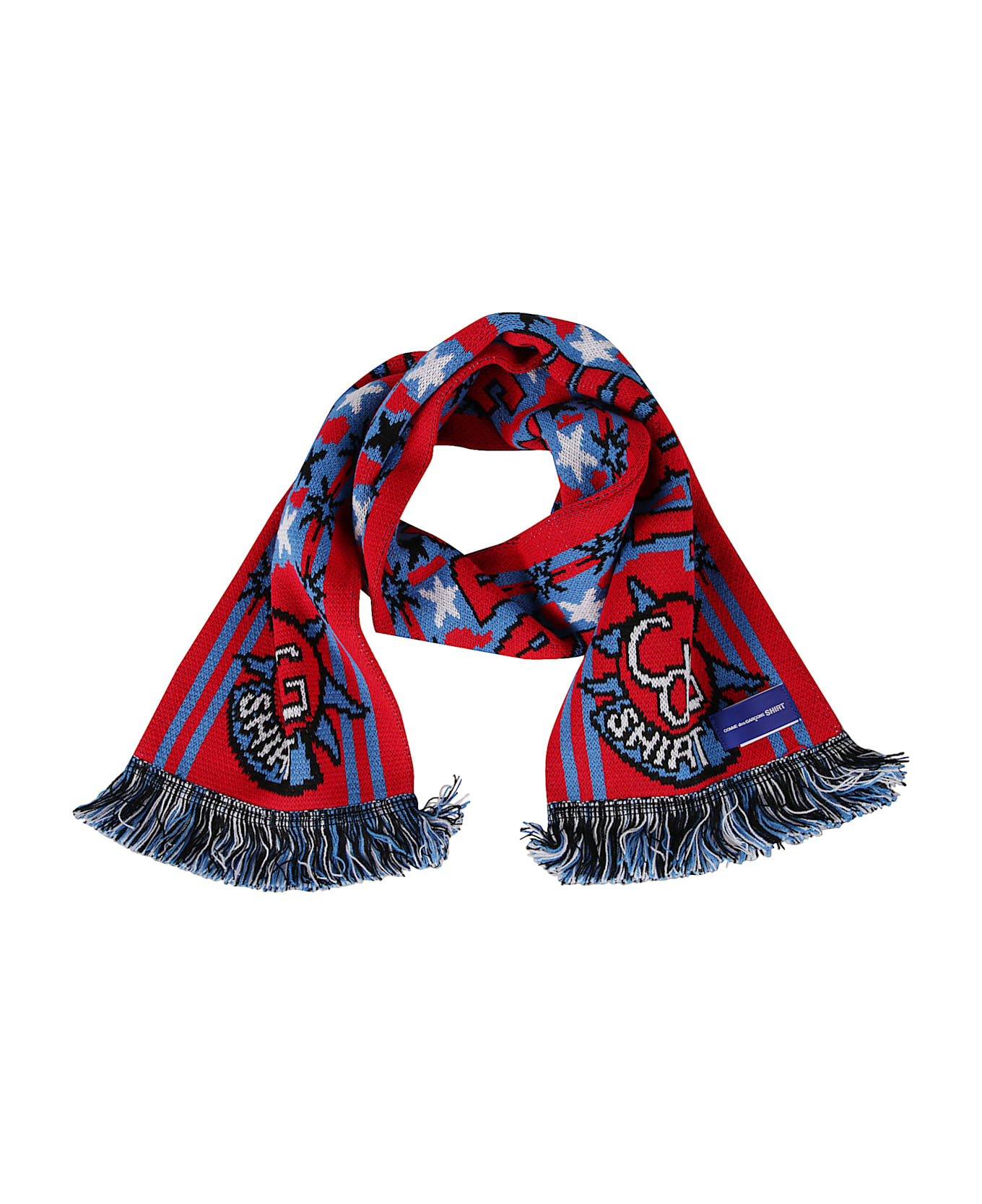 Comme des Garçons Scarf With Logo And Fringes - Red