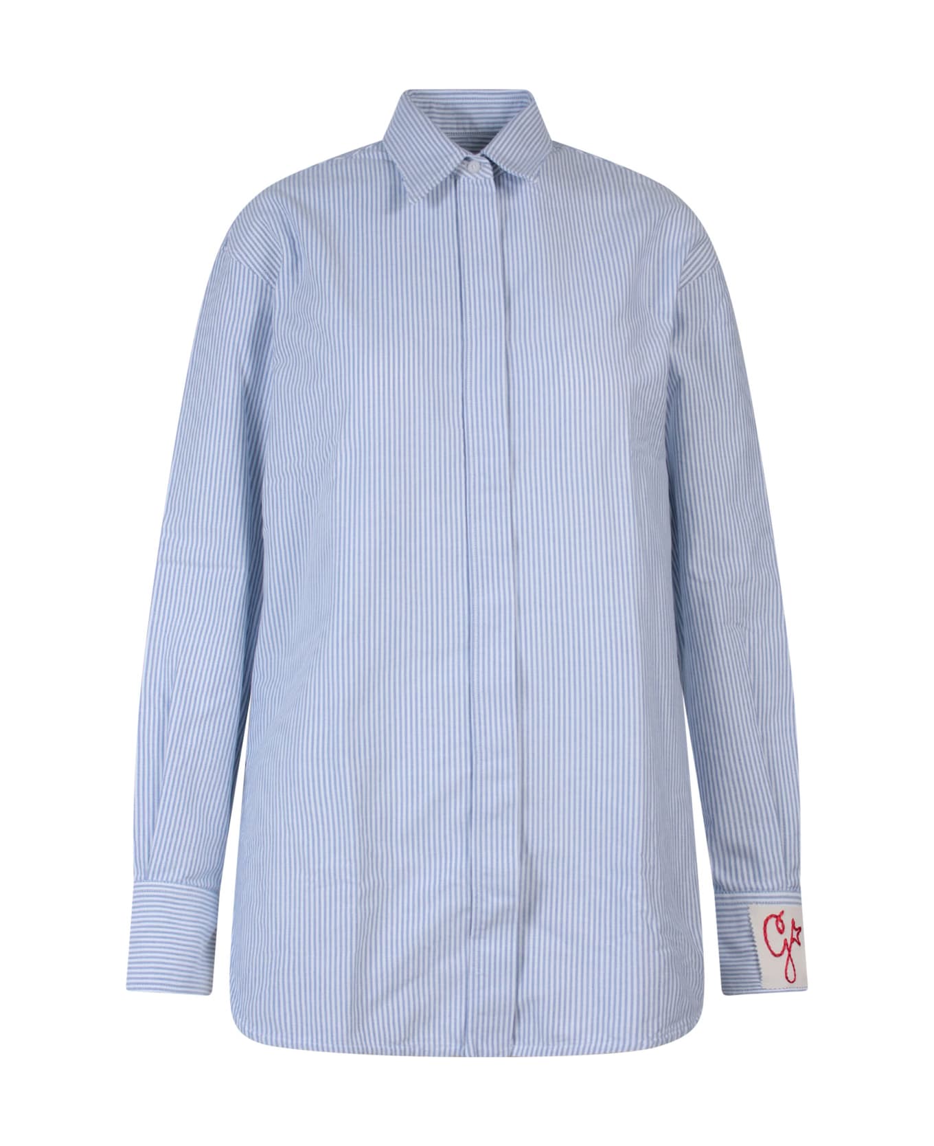 Golden Goose Cotton Shirt With Striped Motif - Blue